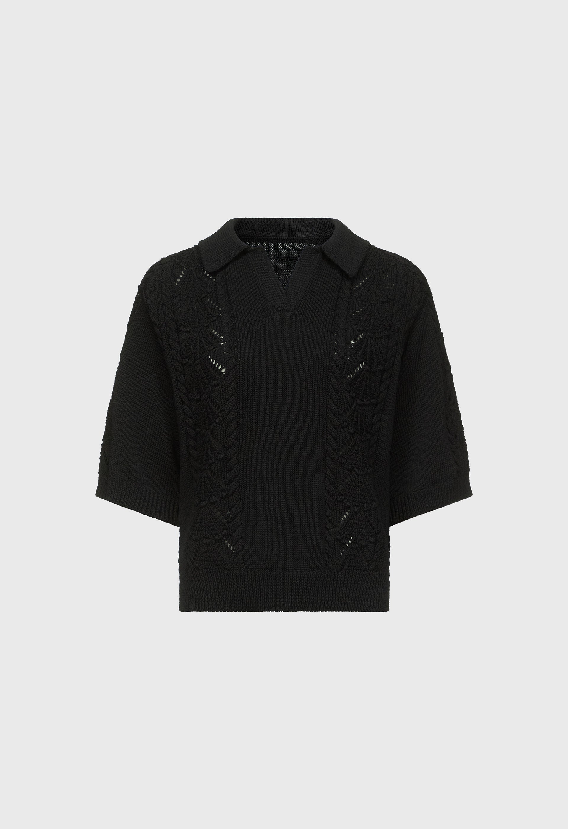 KINA Cotton crochet polo top