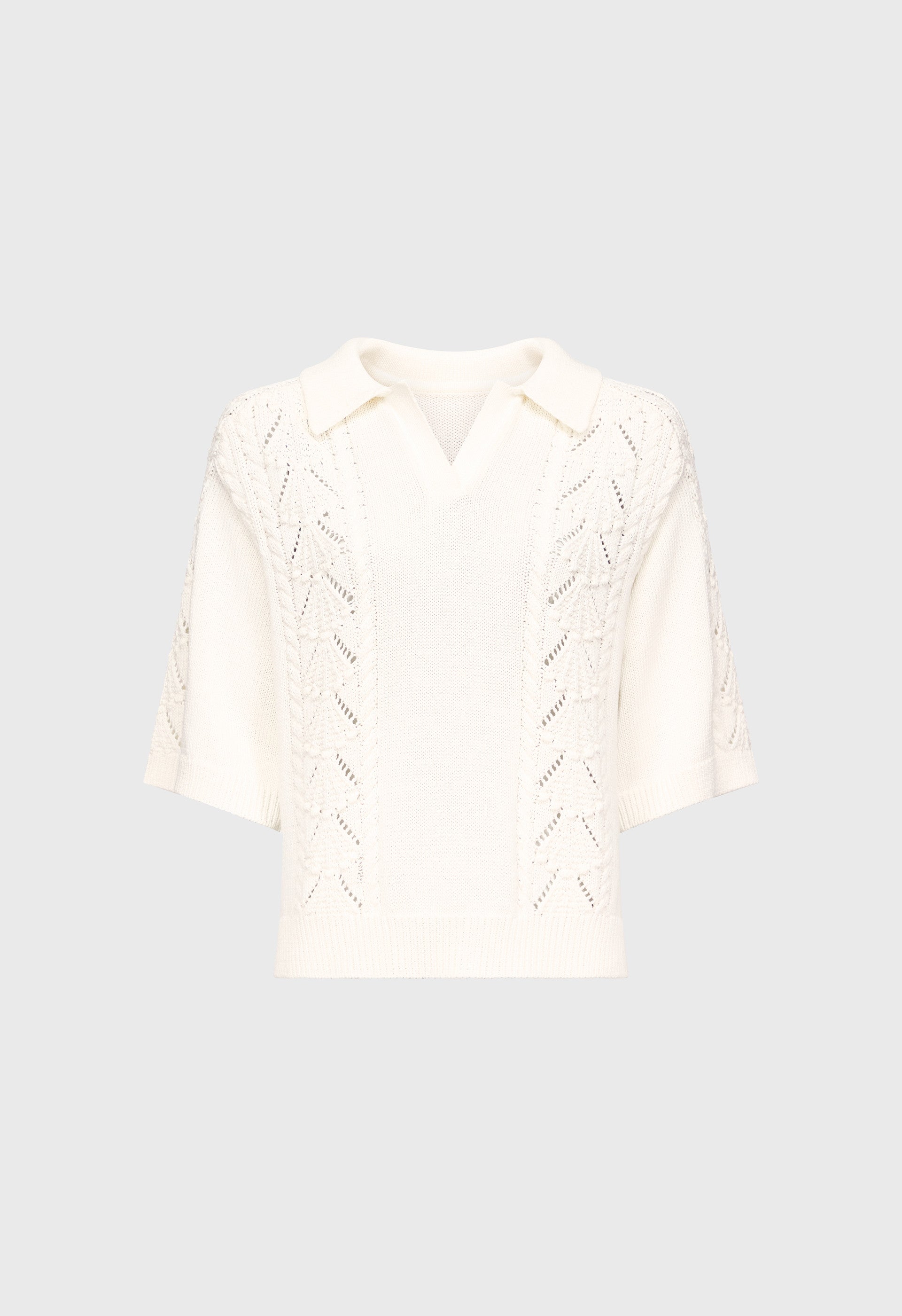 KINA Cotton crochet polo top