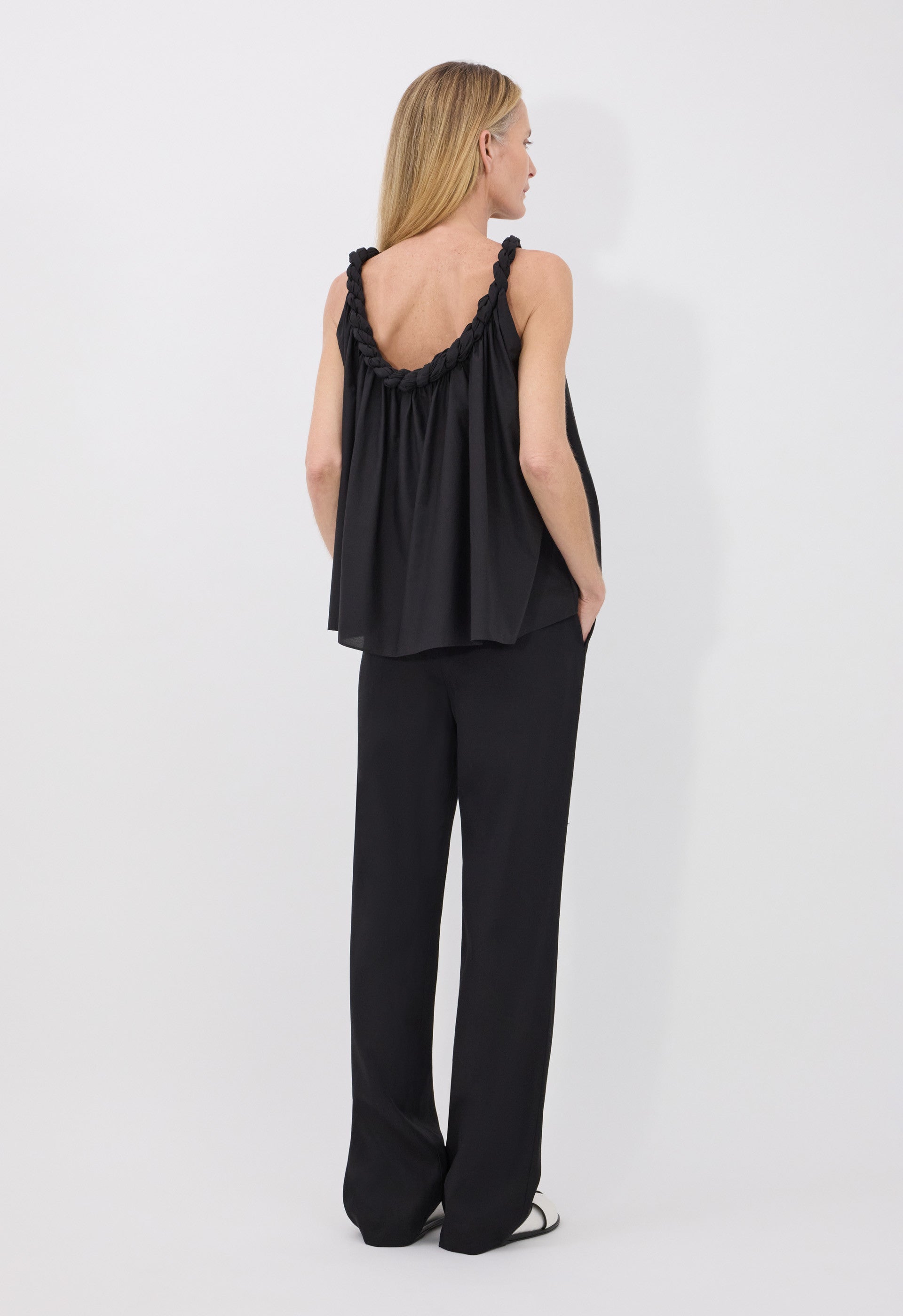 GARINO Cotton silk voile gathered top