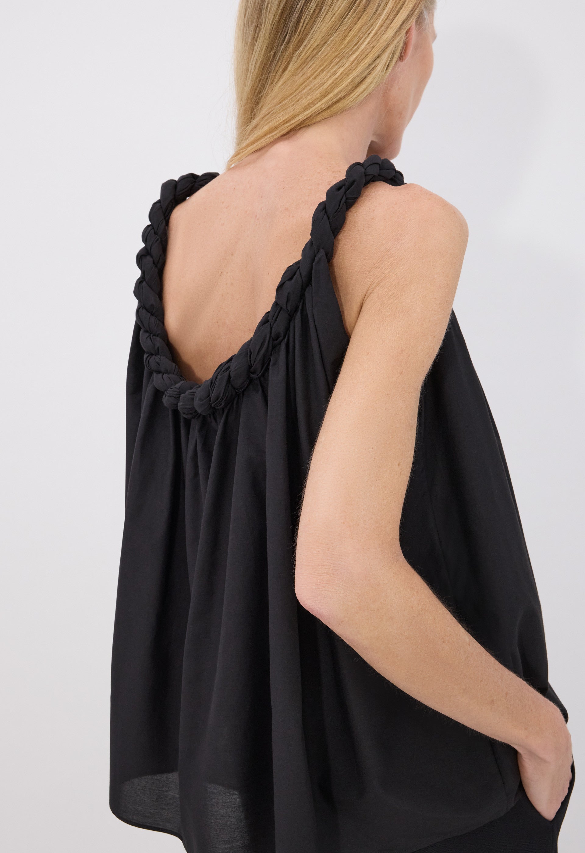 GARINO Cotton silk voile gathered top