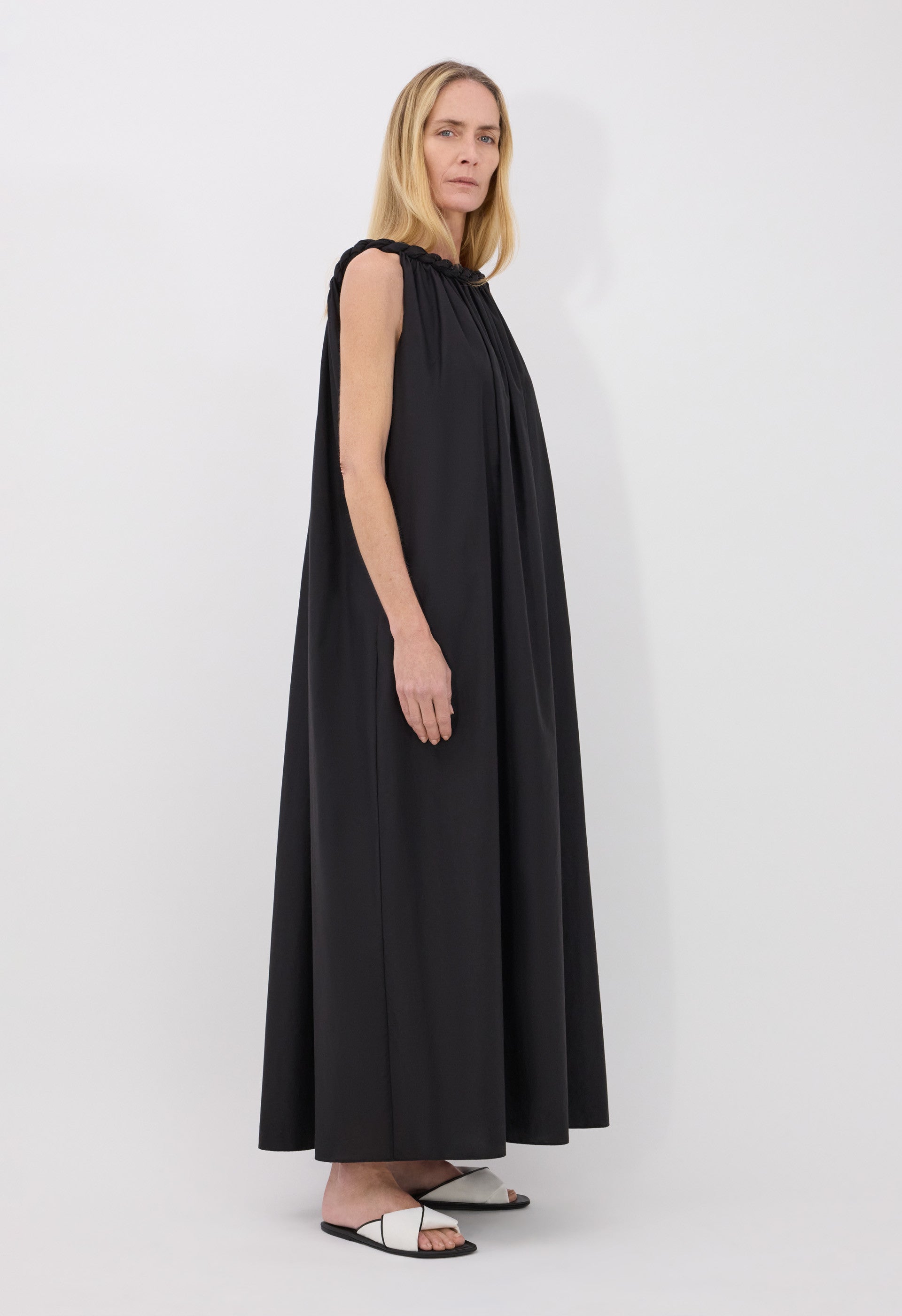 KIKA Cotton silk voile gathered dress