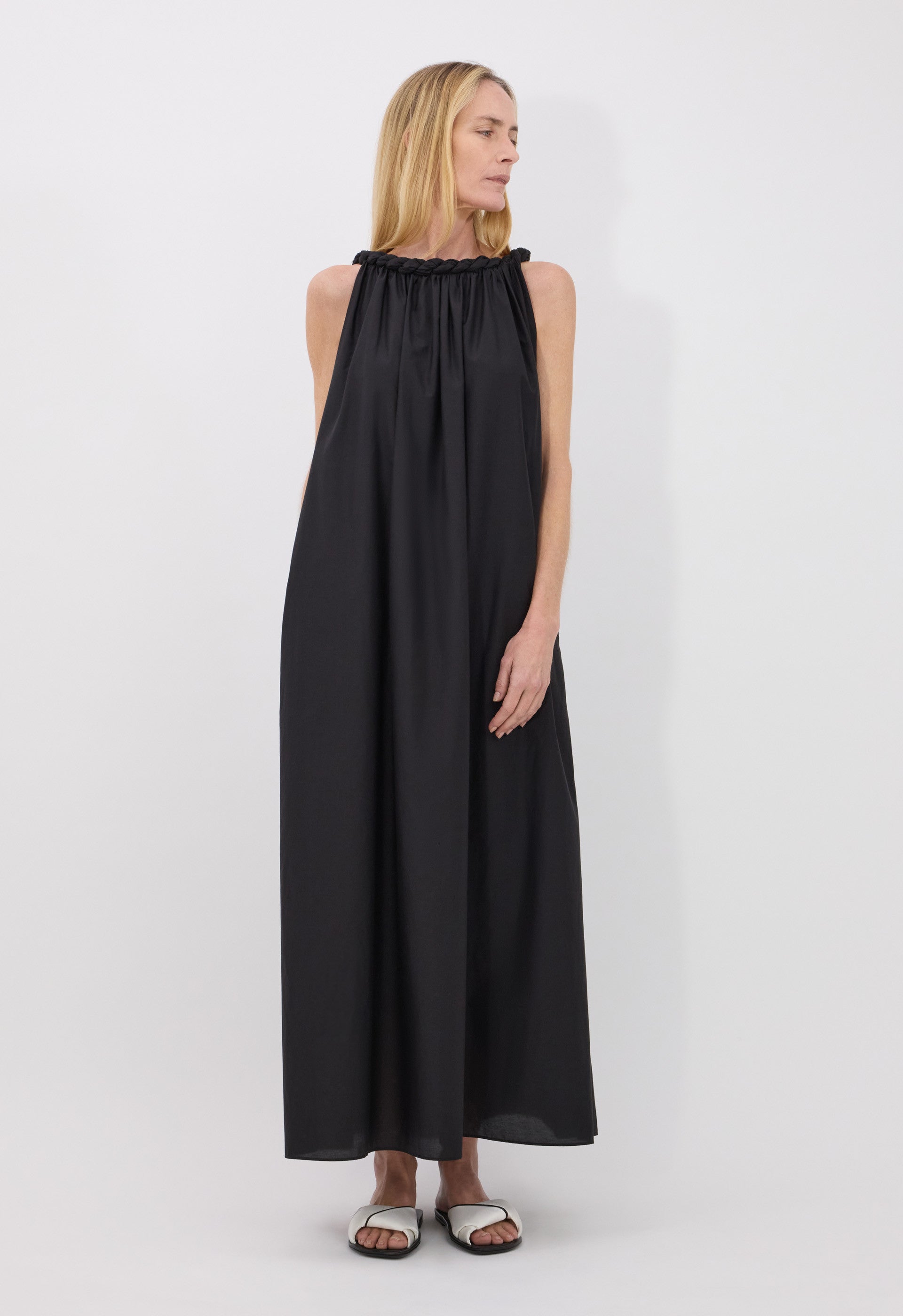 KIKA Cotton silk voile gathered dress