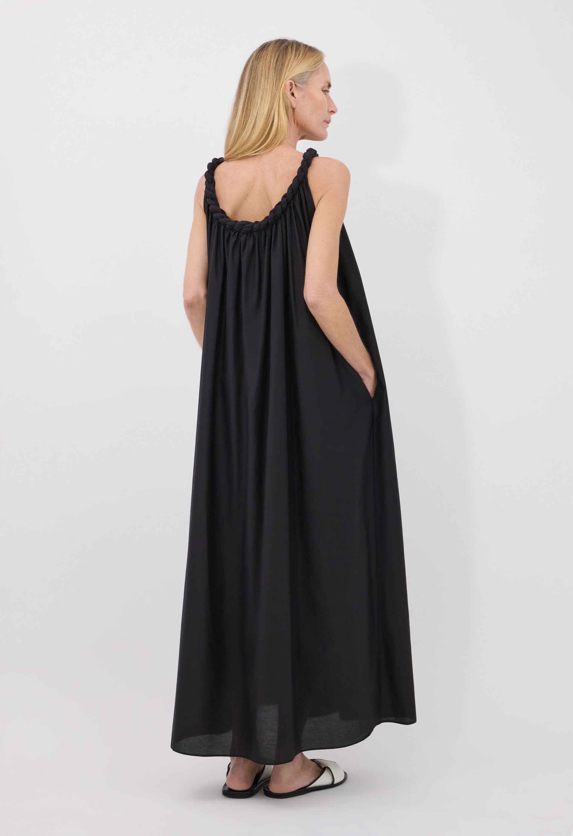KIKA Cotton silk voile gathered dress