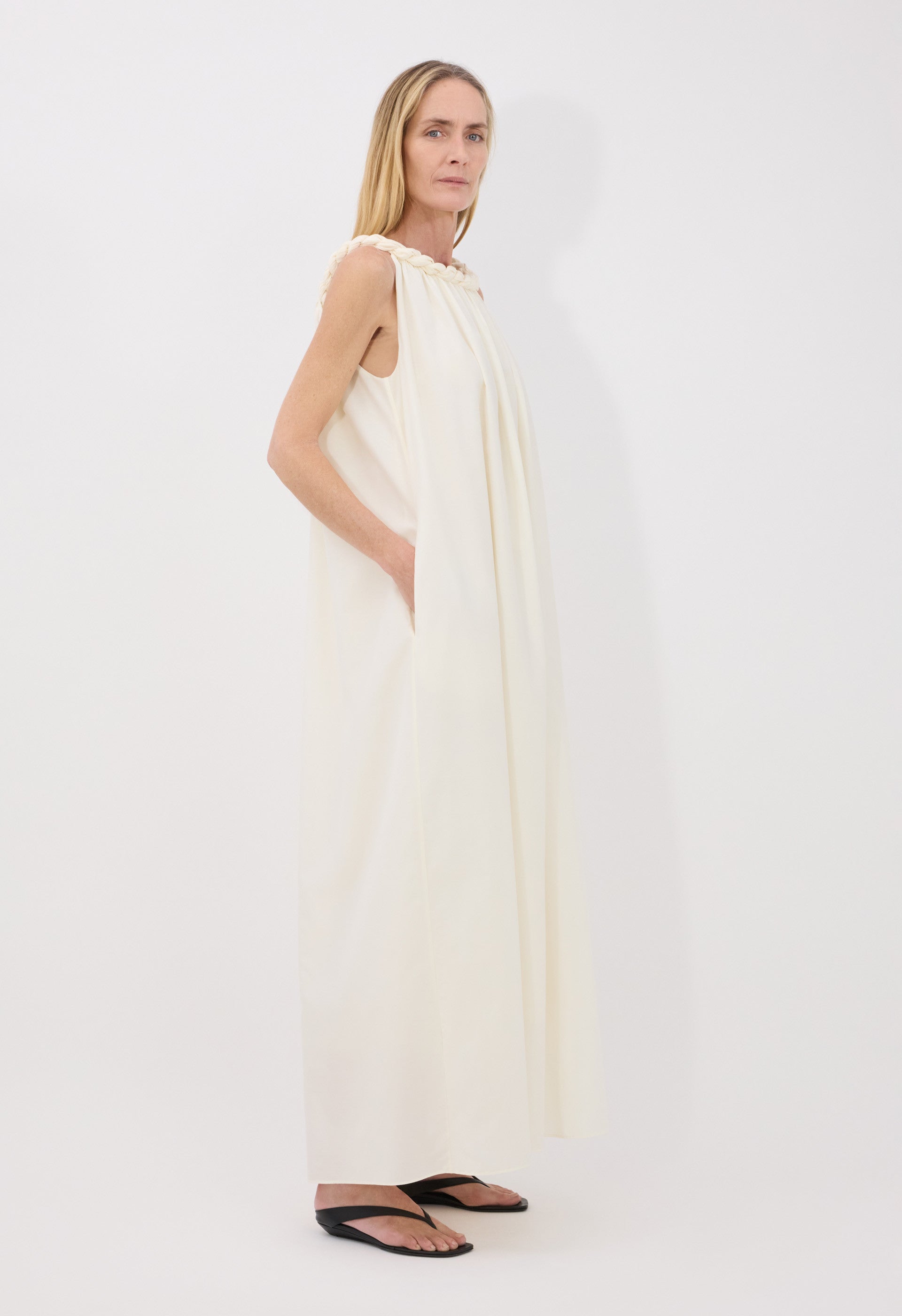 KIKA Robe drapée en voile de coton et soie