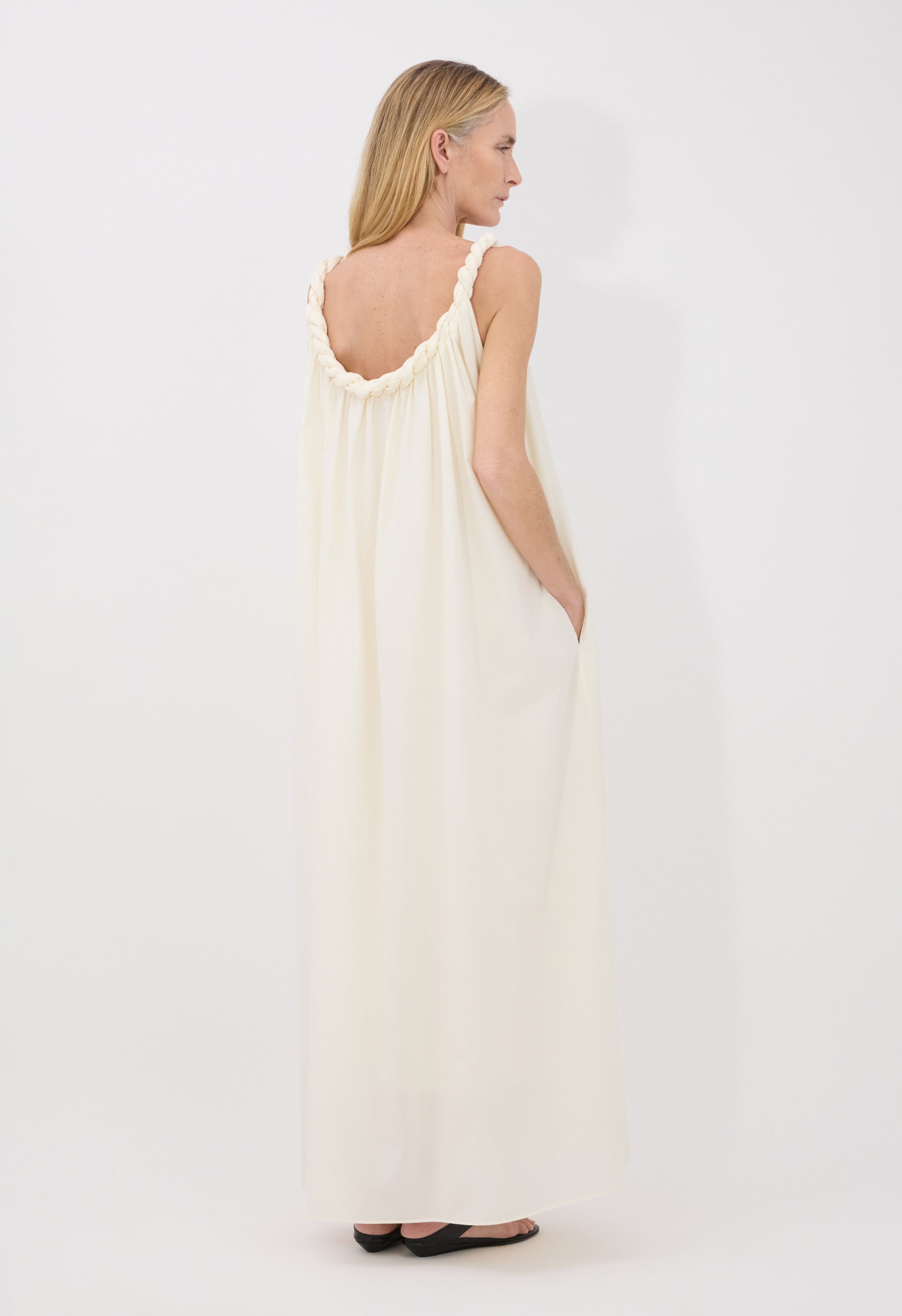 KIKA Robe drapée en voile de coton et soie