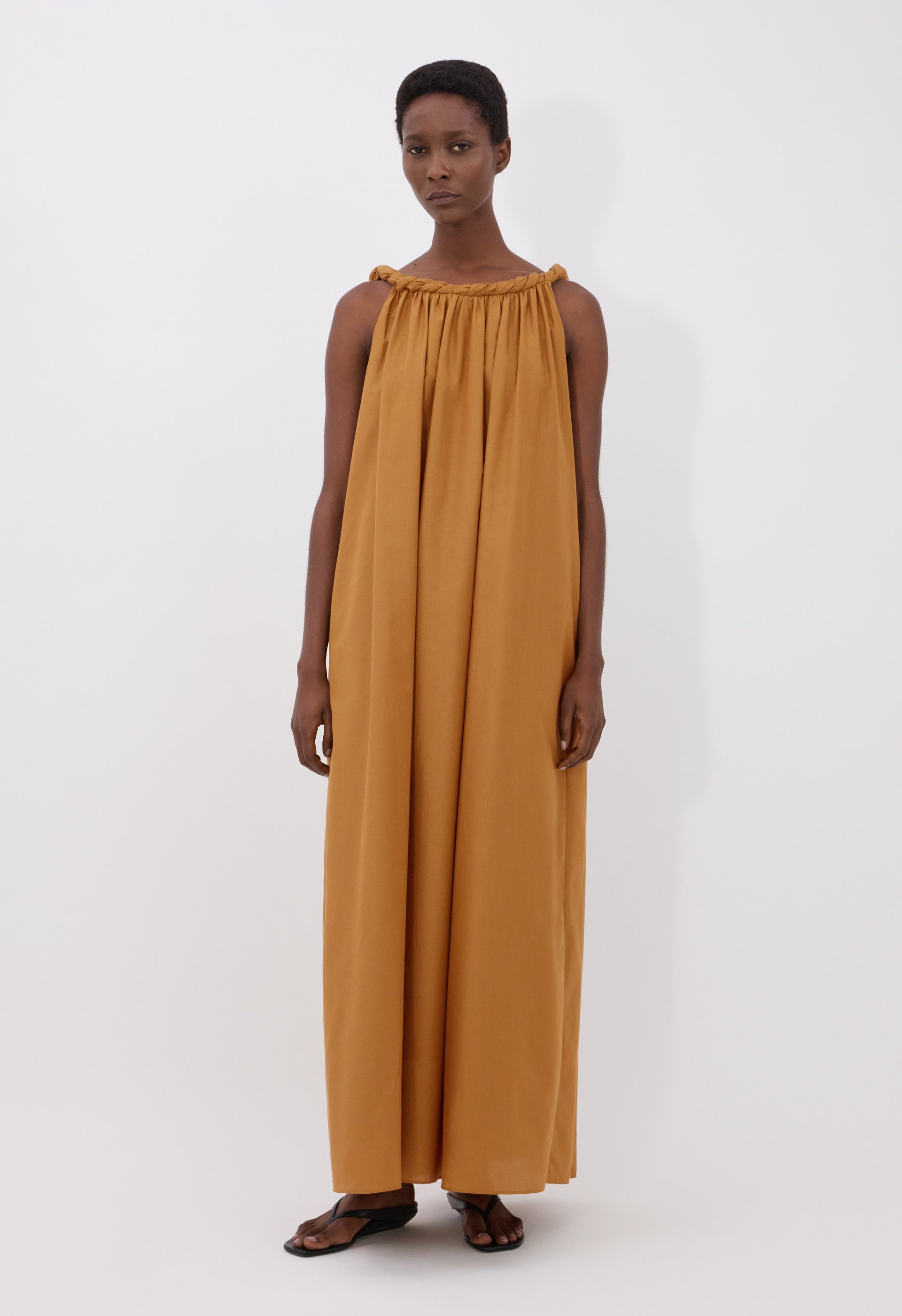 KIKA Cotton silk voile gathered dress