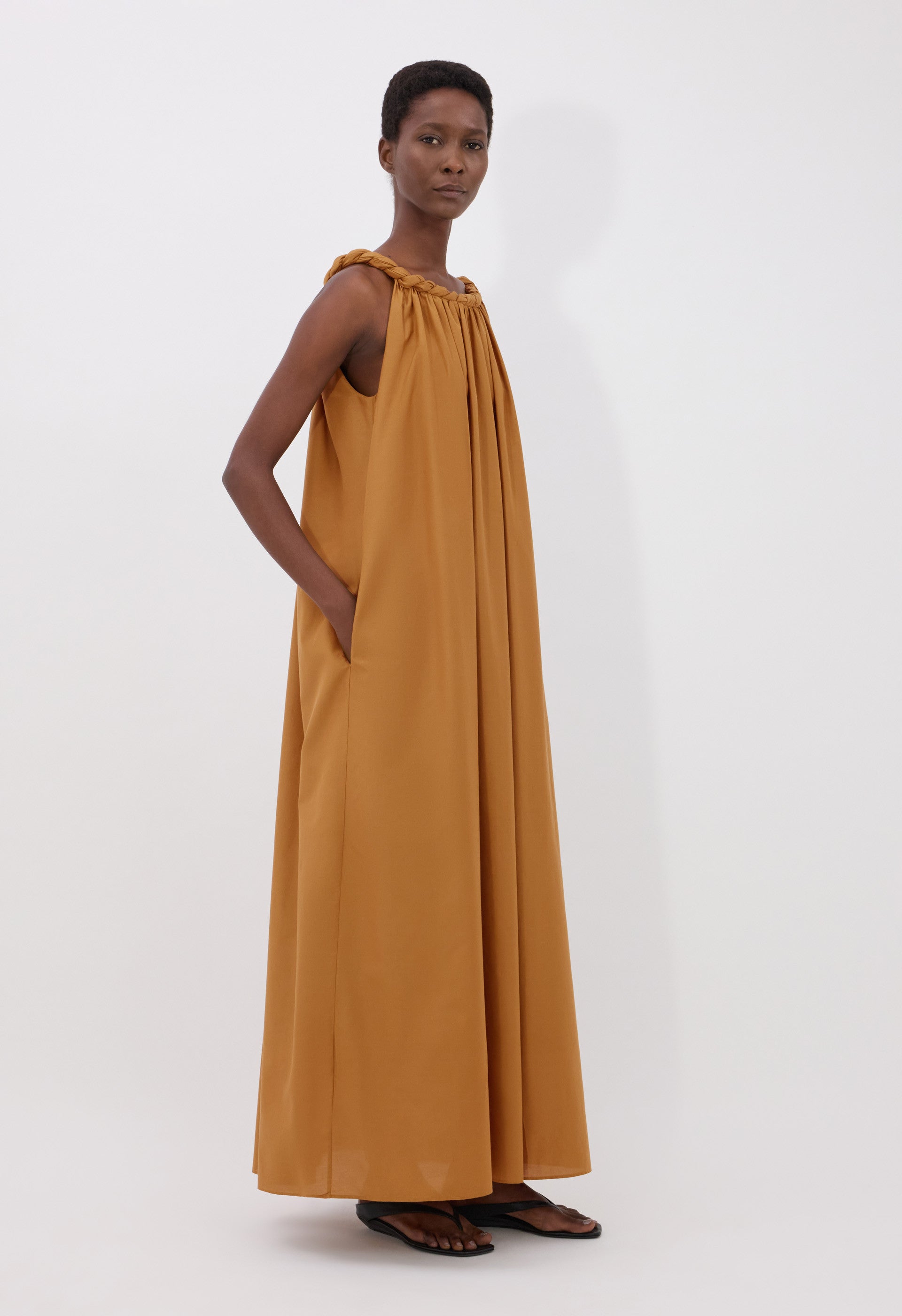 KIKA Cotton silk voile gathered dress