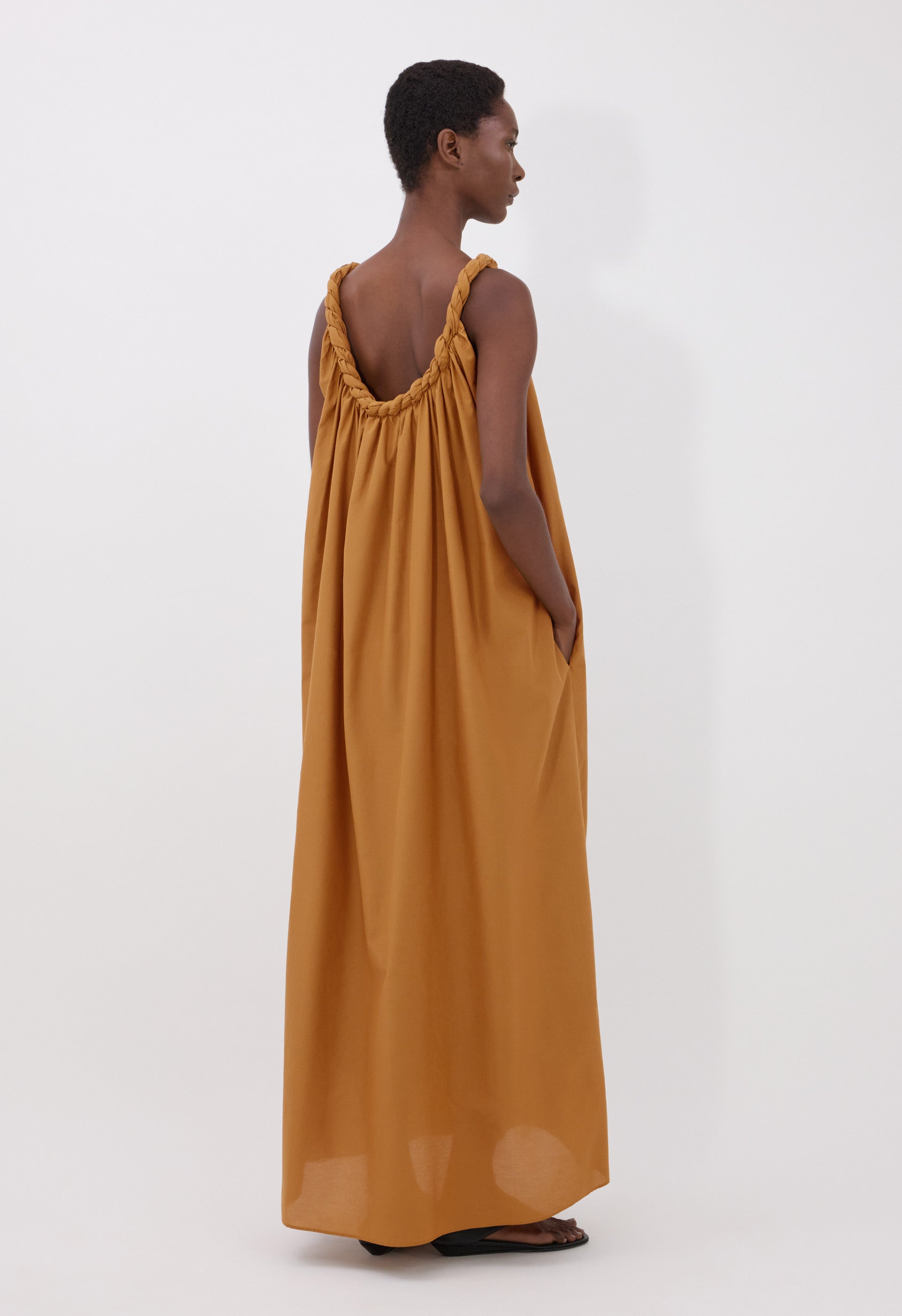 KIKA Cotton silk voile gathered dress