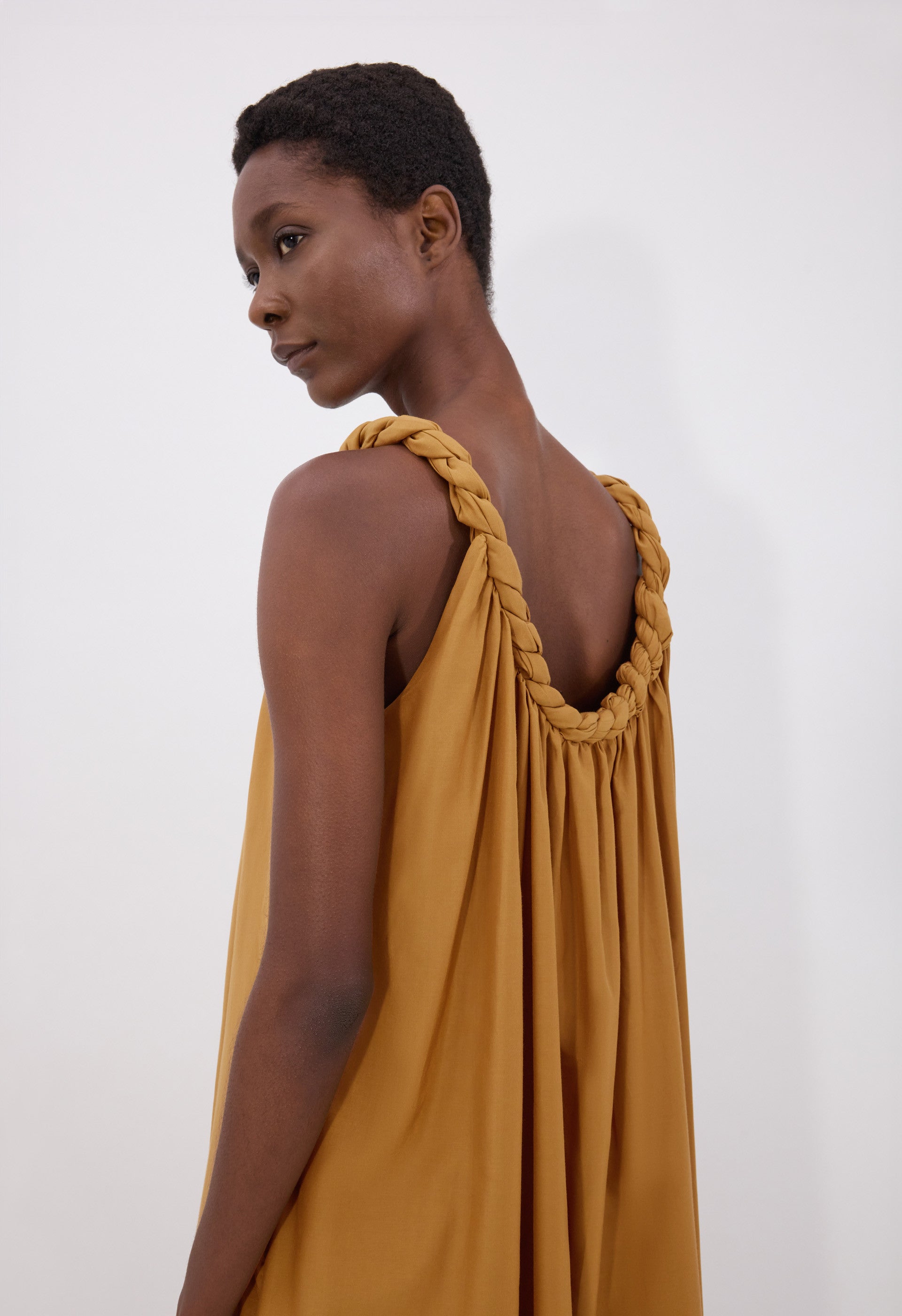 KIKA Cotton silk voile gathered dress