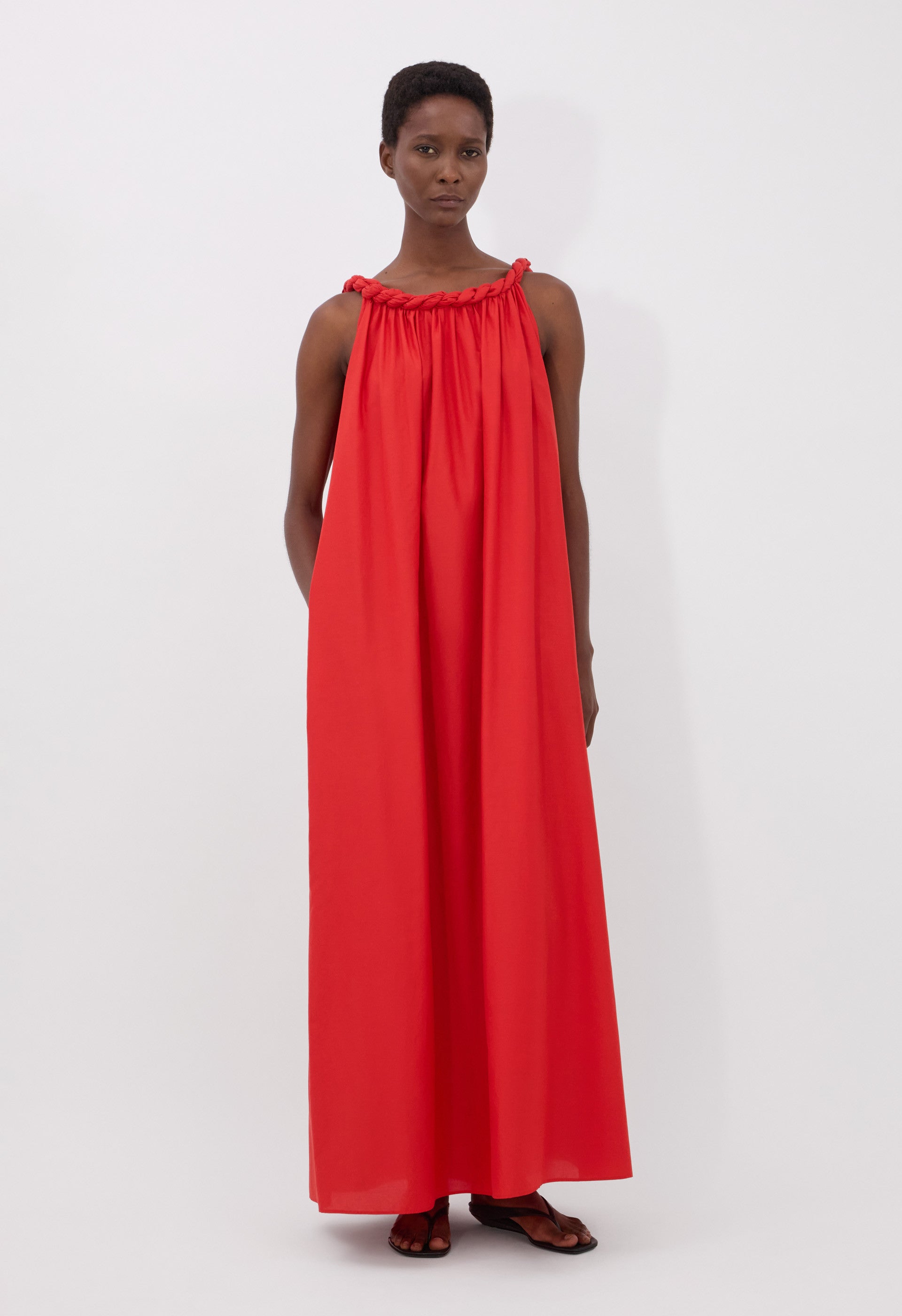 KIKA Cotton silk voile gathered dress