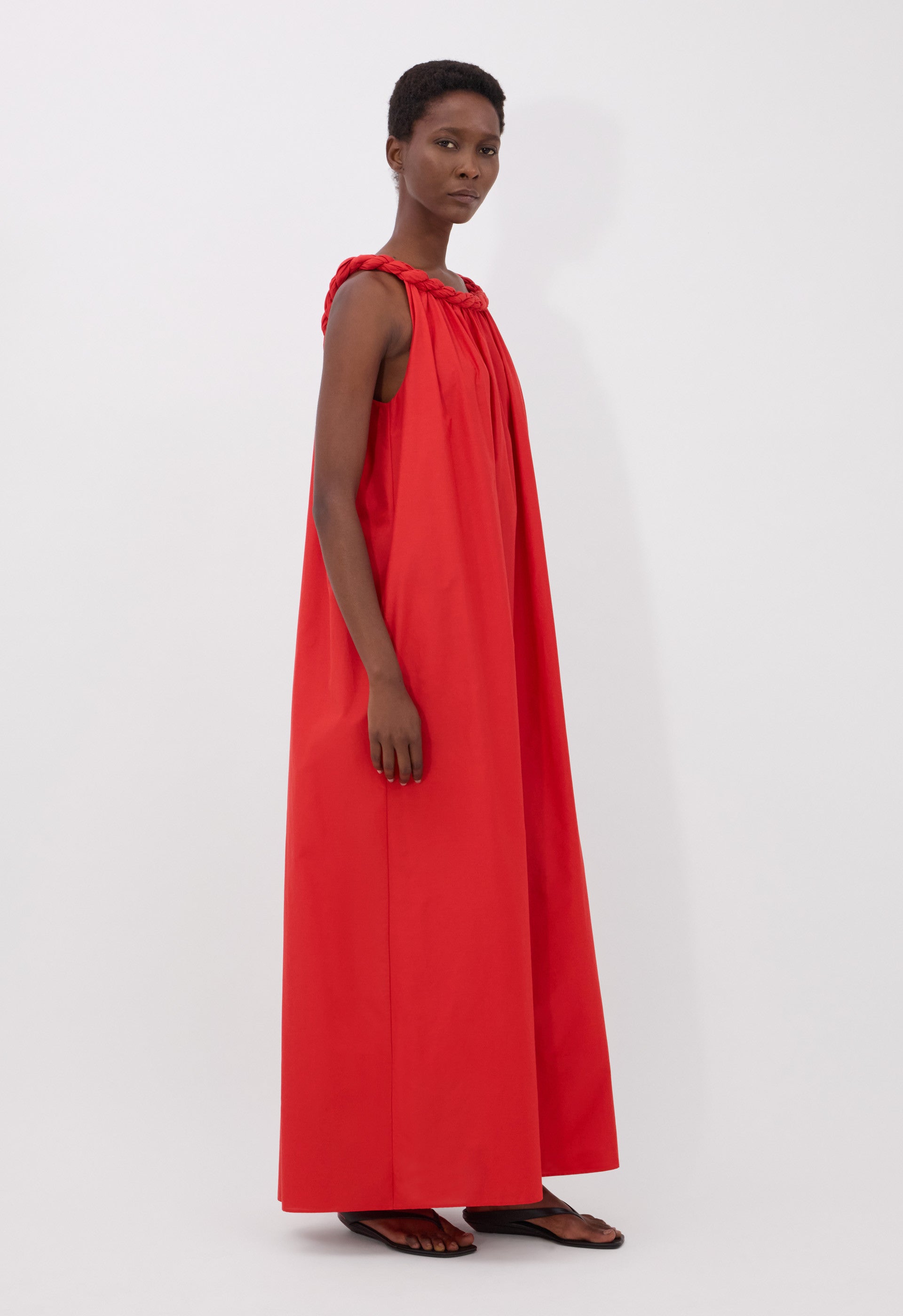 KIKA Cotton silk voile gathered dress