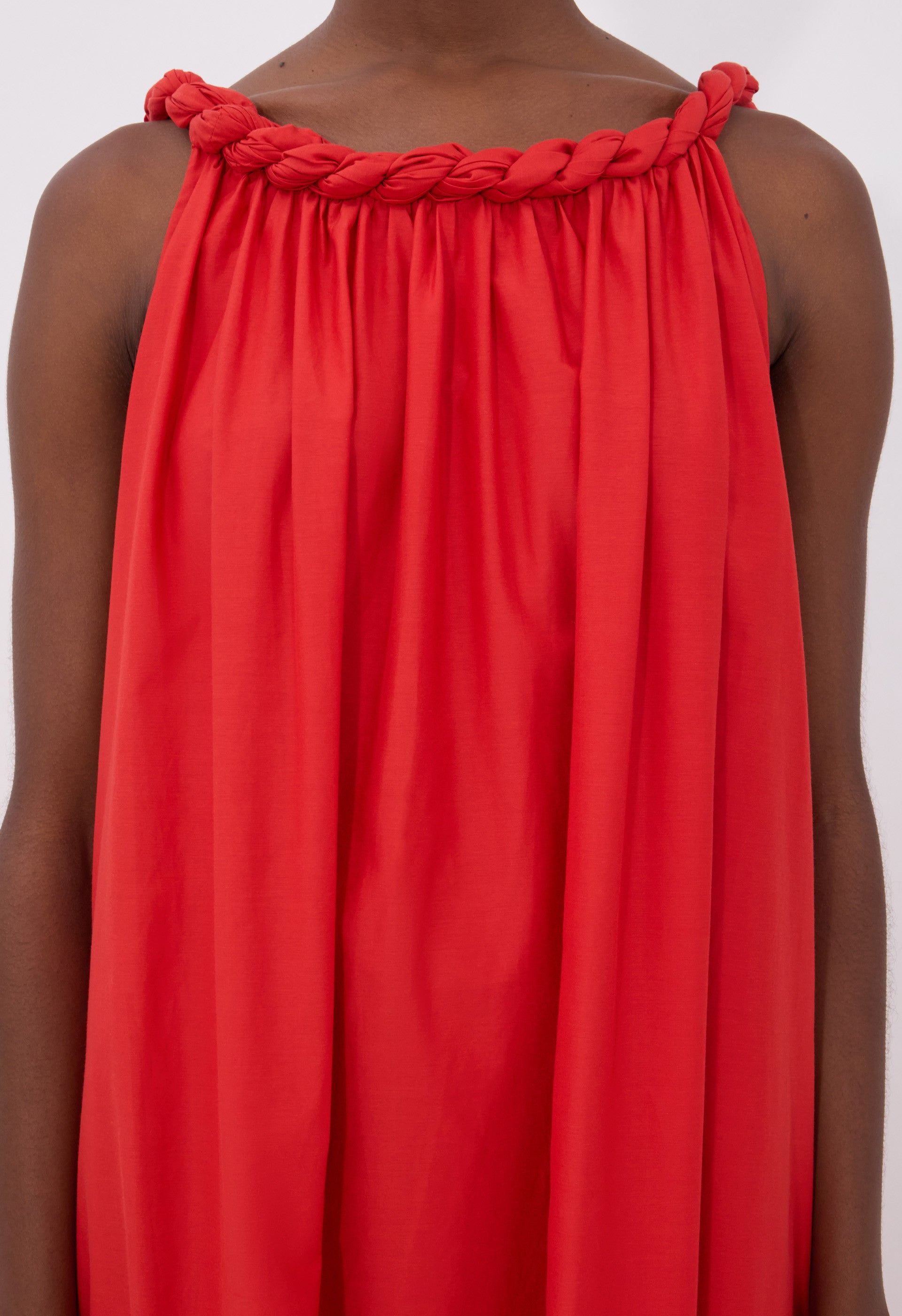 KIKA Cotton silk voile gathered dress