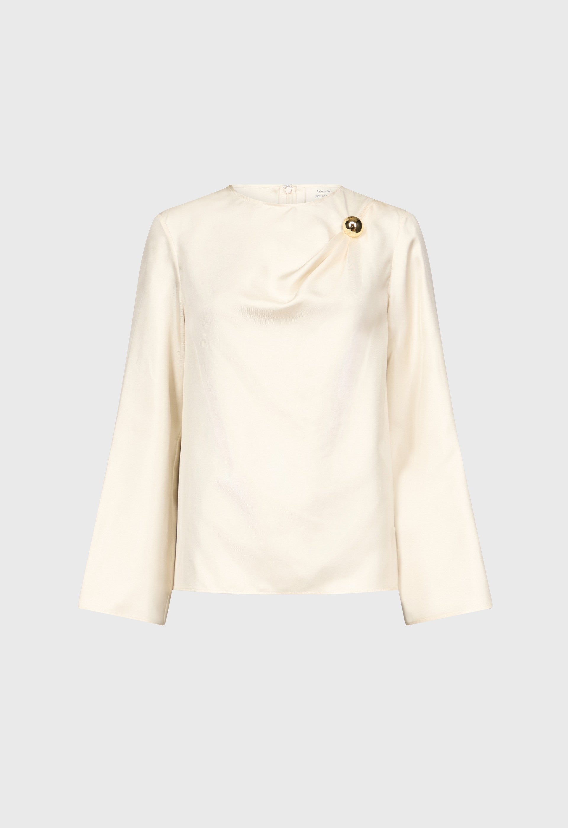 AZAE Draped silk top with metallic ornament