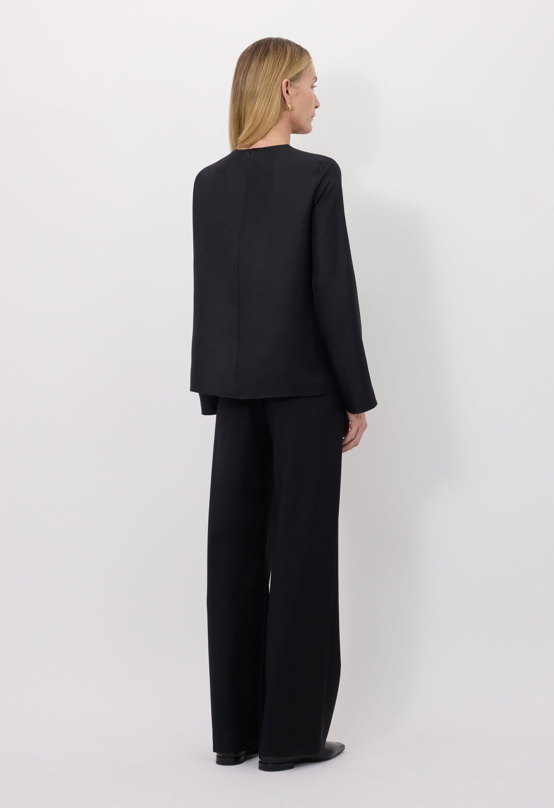 AZAE Draped silk top with metallic ornament