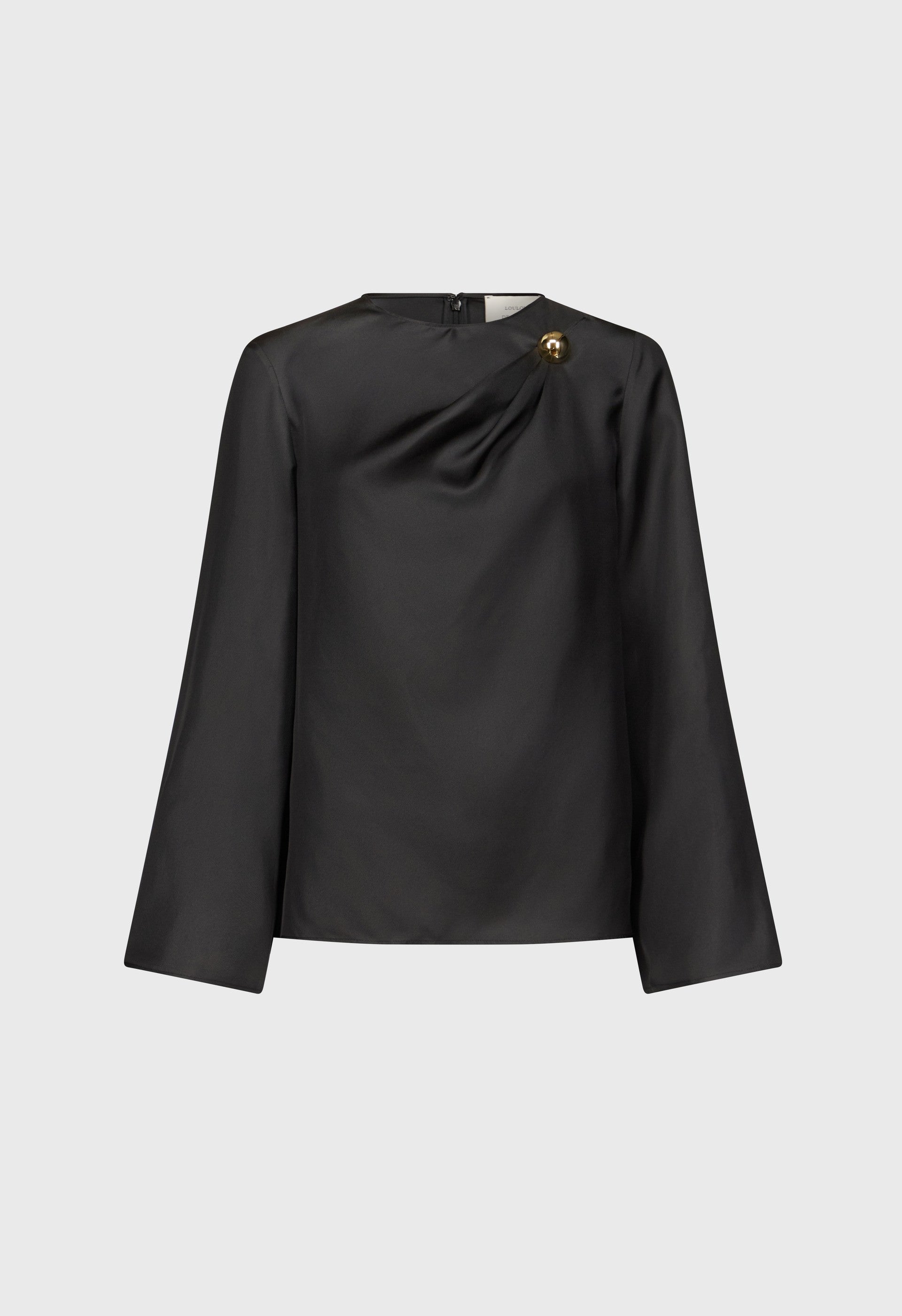 AZAE Draped silk top with metallic ornament