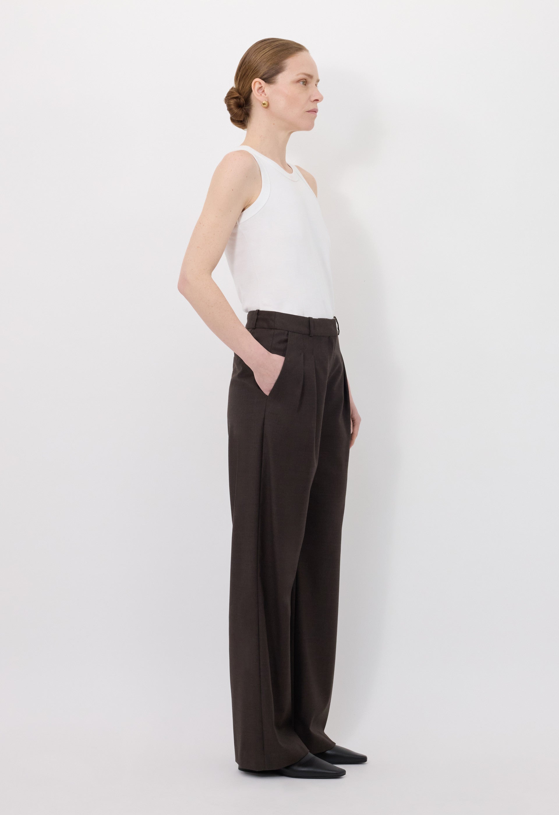 SBIRU LDS Wide leg wool trousers