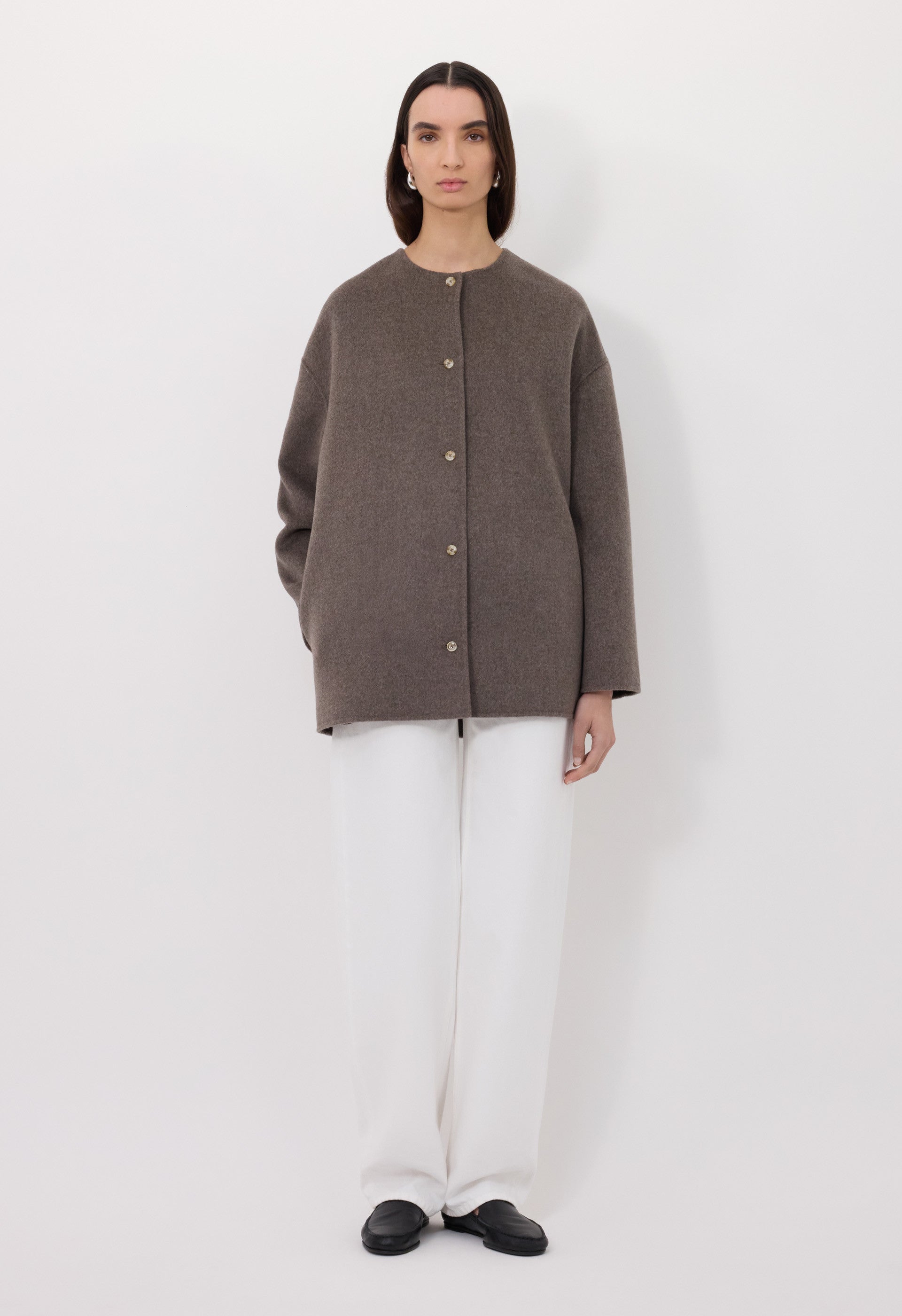 DUNNE Wool drap short coat