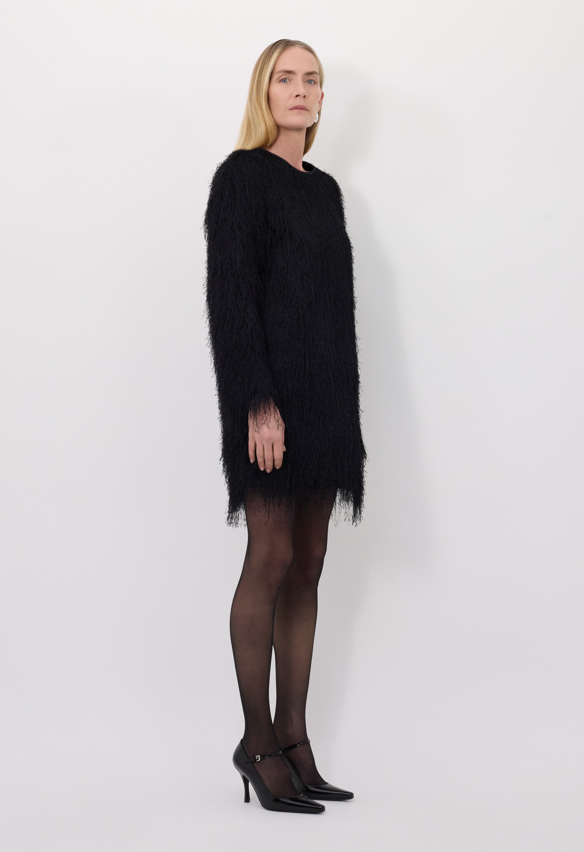 TINA Fringed fabric dress