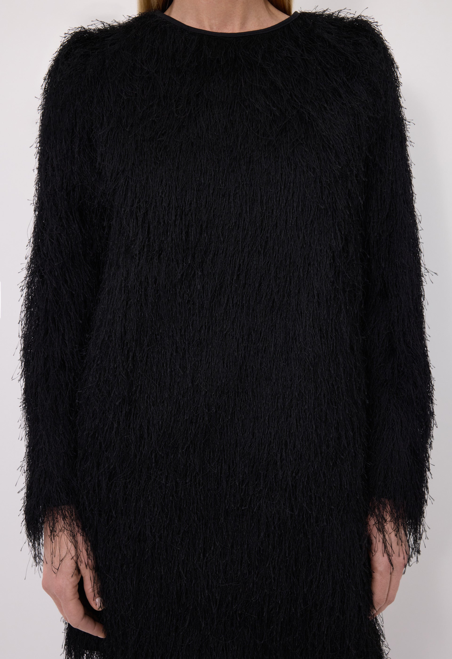 TINA Fringed fabric dress