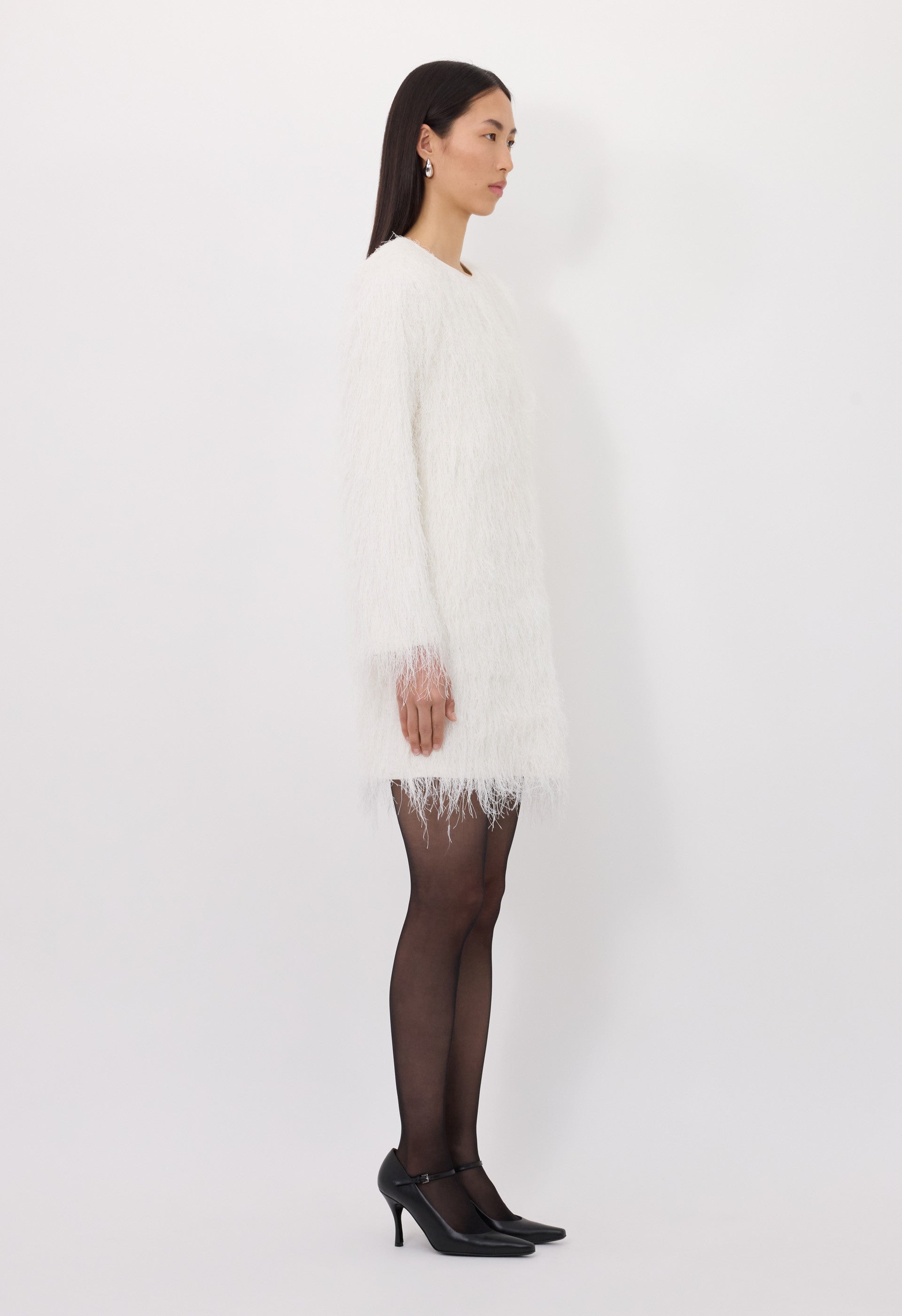 TINA Fringed fabric dress