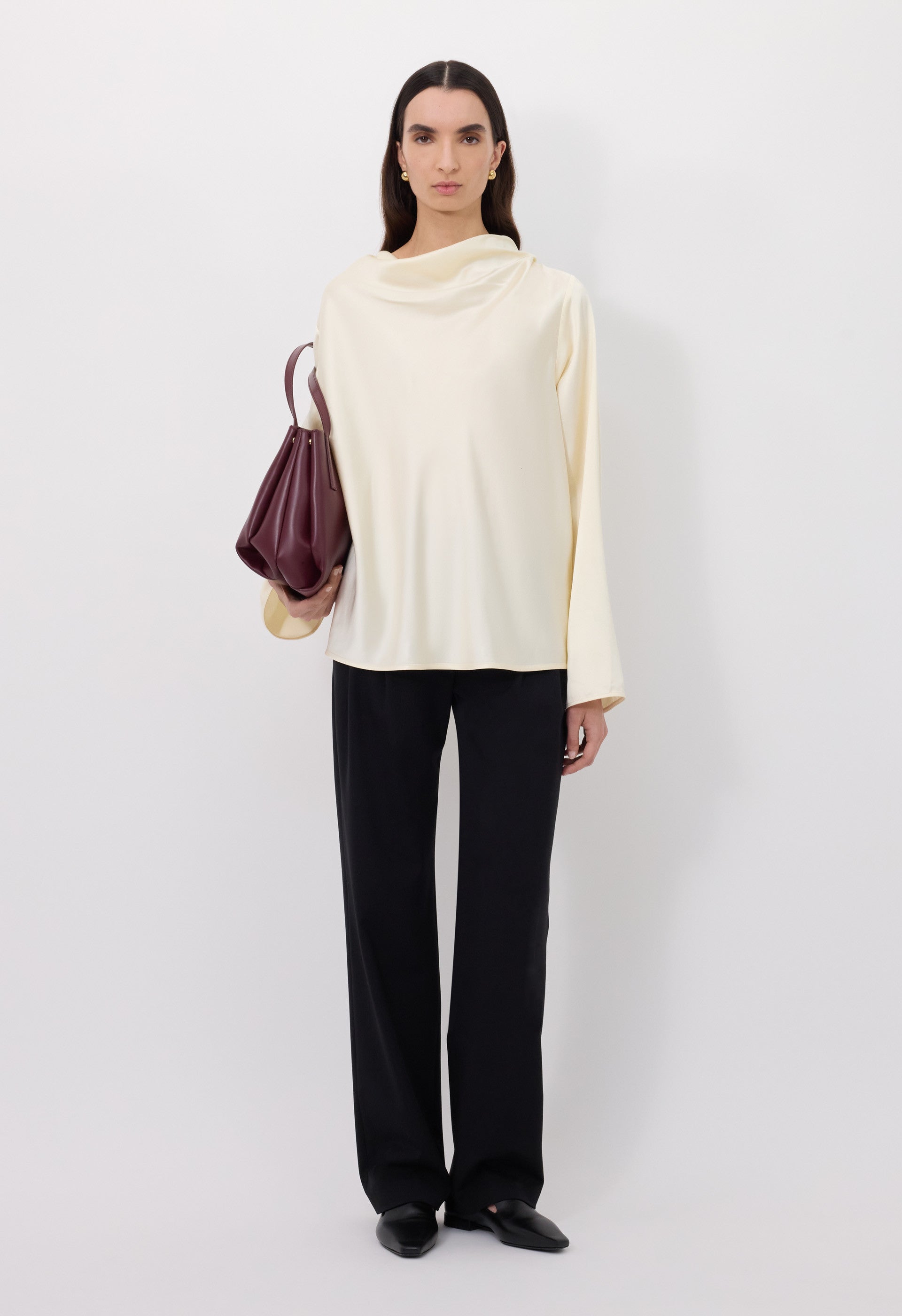 RIDDY Draped satin blouse