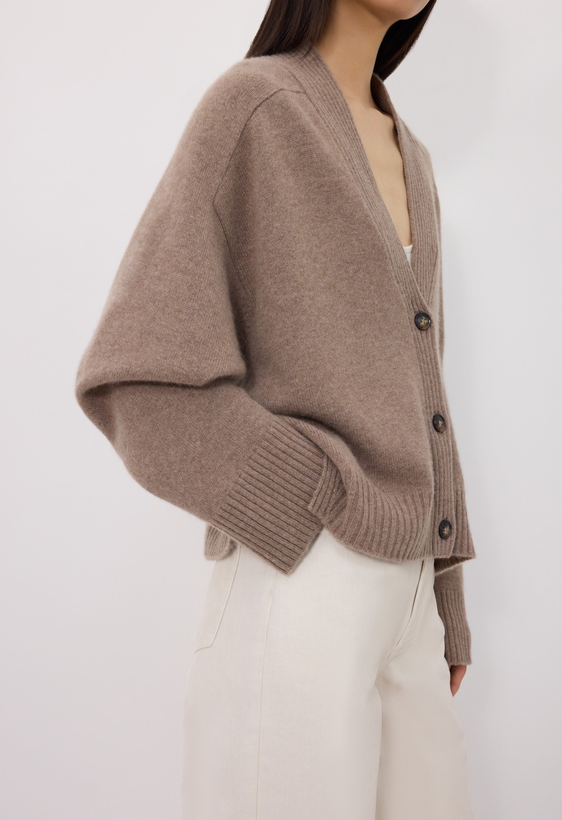 KAIA LDS Ribbed neckline cardigan