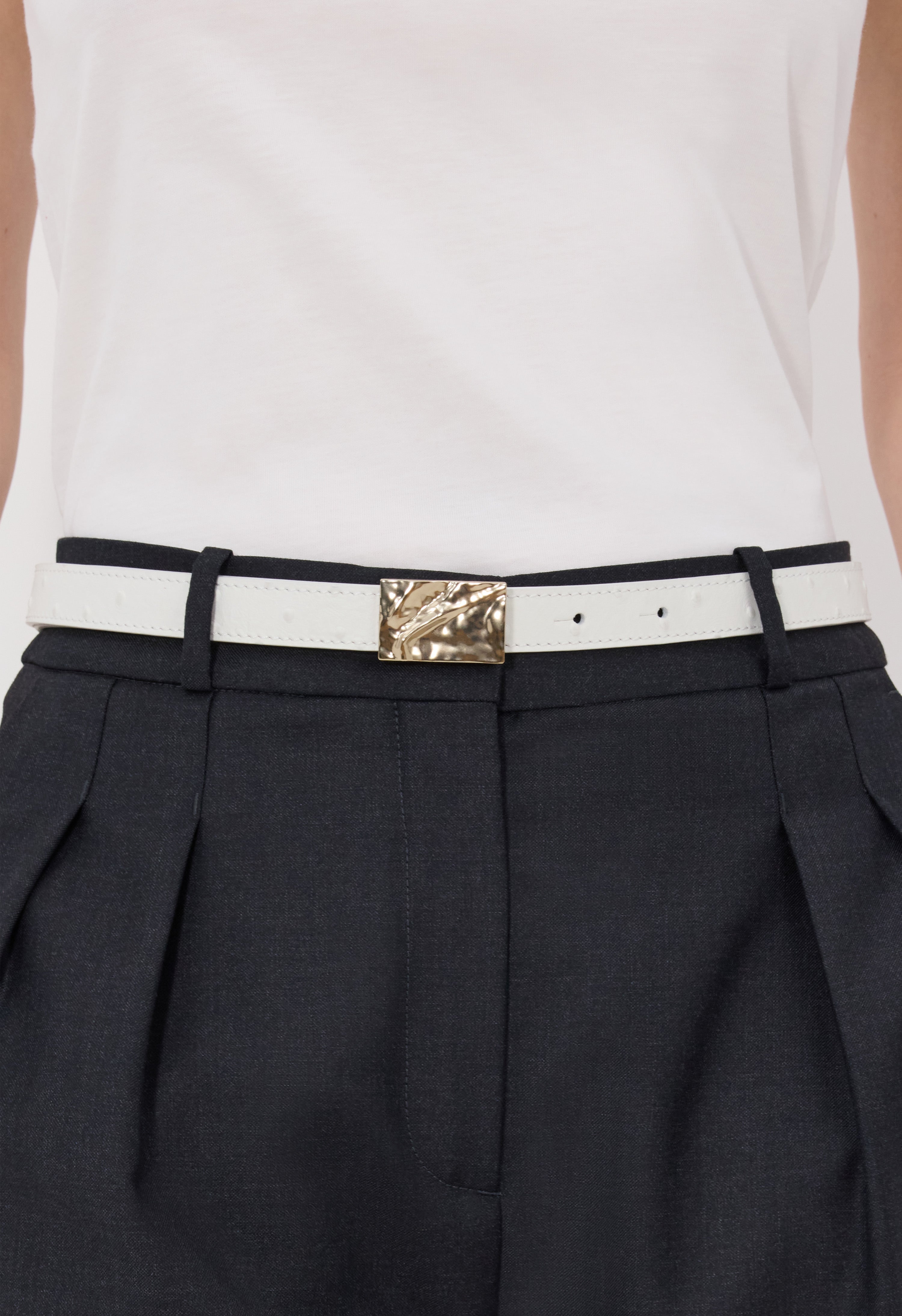 CEYLON Ostrich-effect leather belt