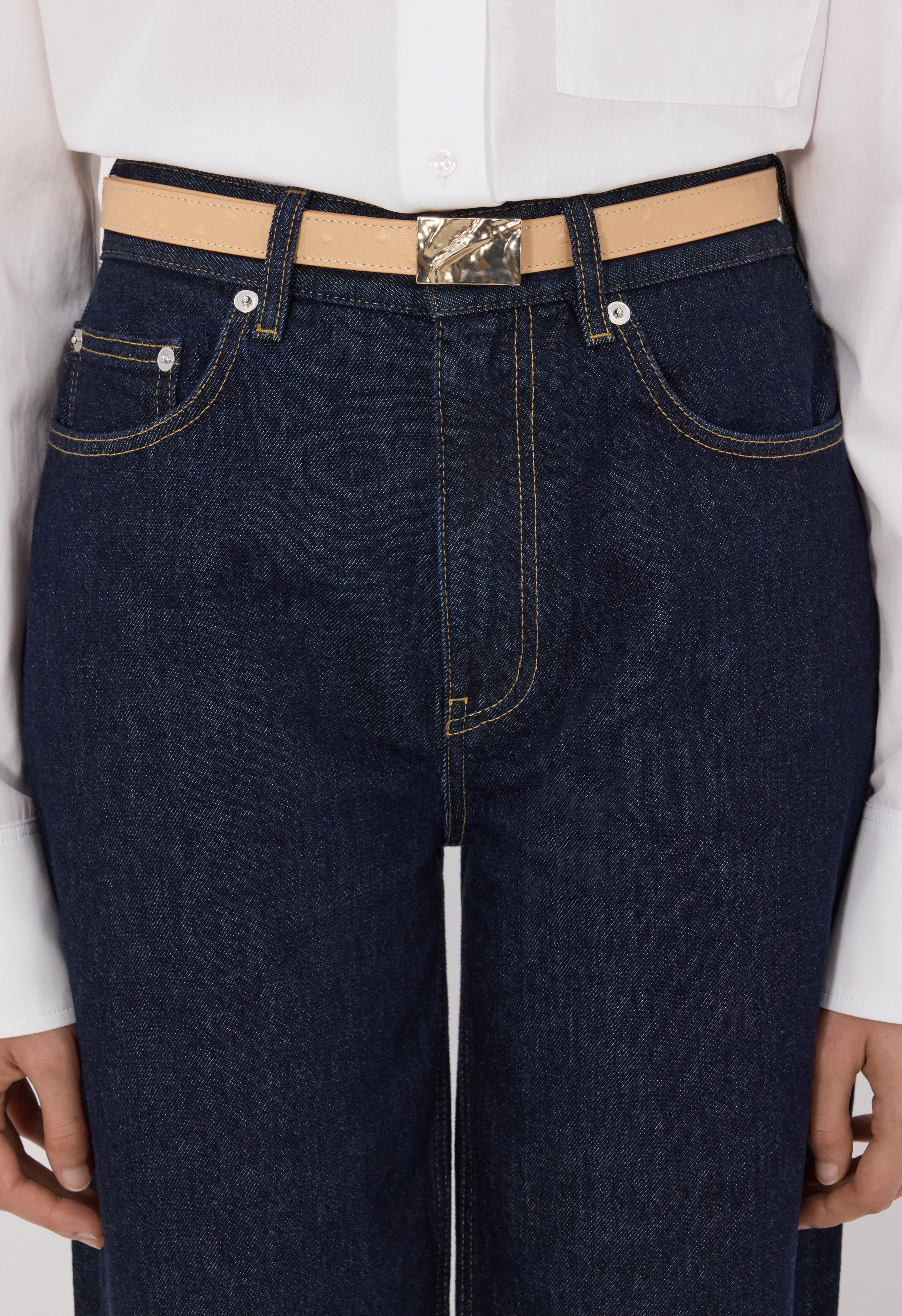 CEYLON Ostrich-effect leather belt