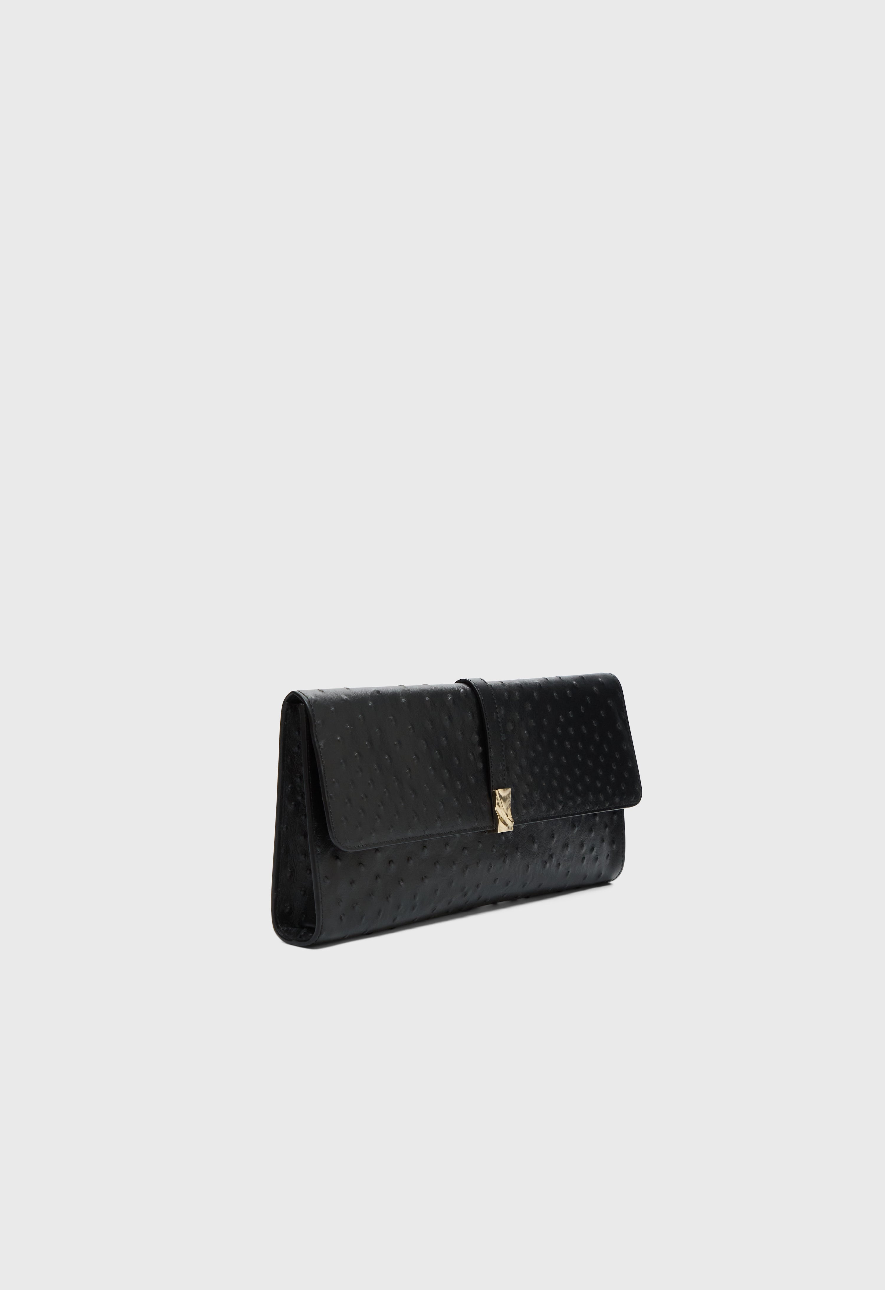 MOHINI Ostrich-effect leather clutch
