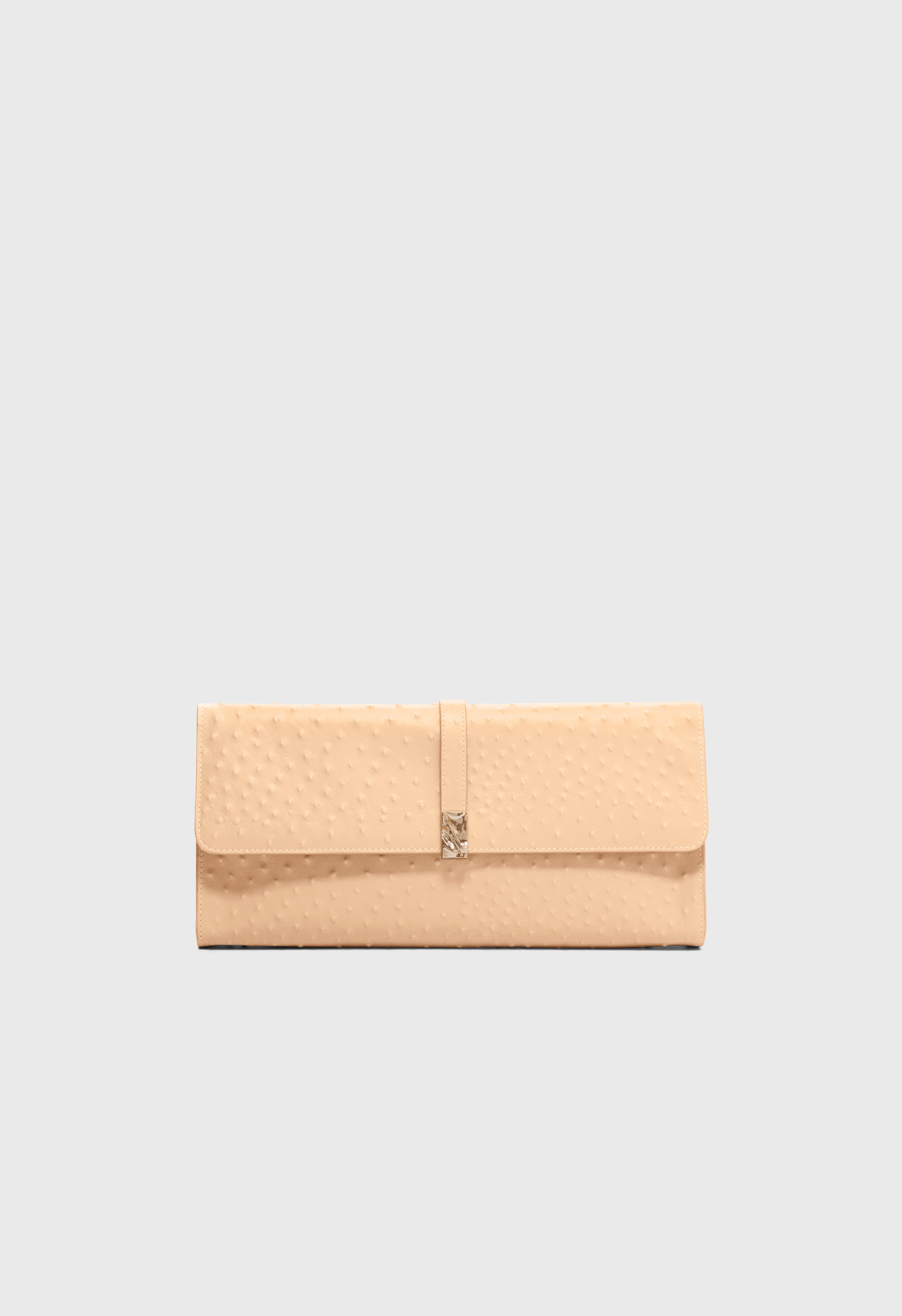 MOHINI Ostrich-effect leather clutch