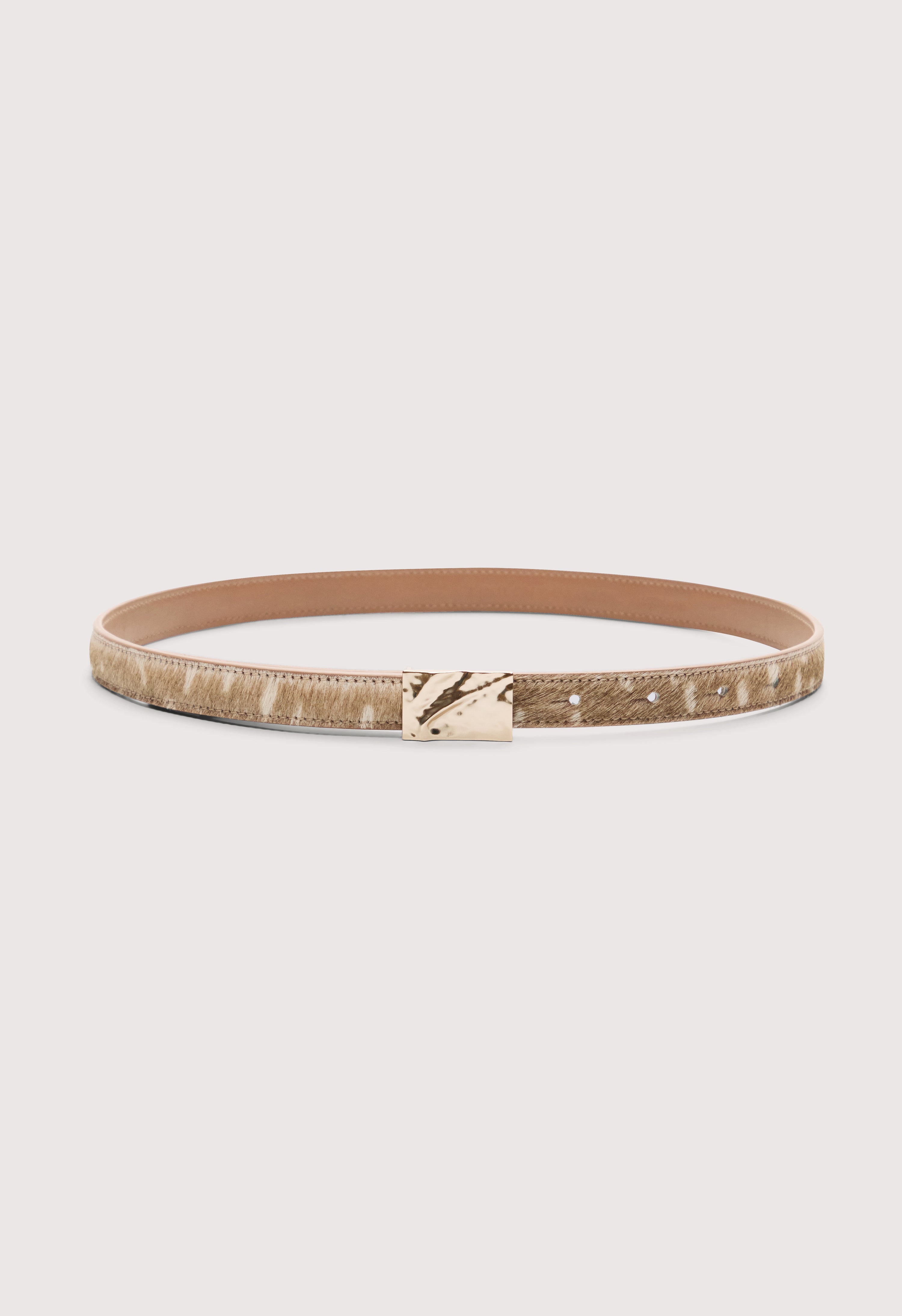 CHARLOTTE Deer print pony-effect leather belt