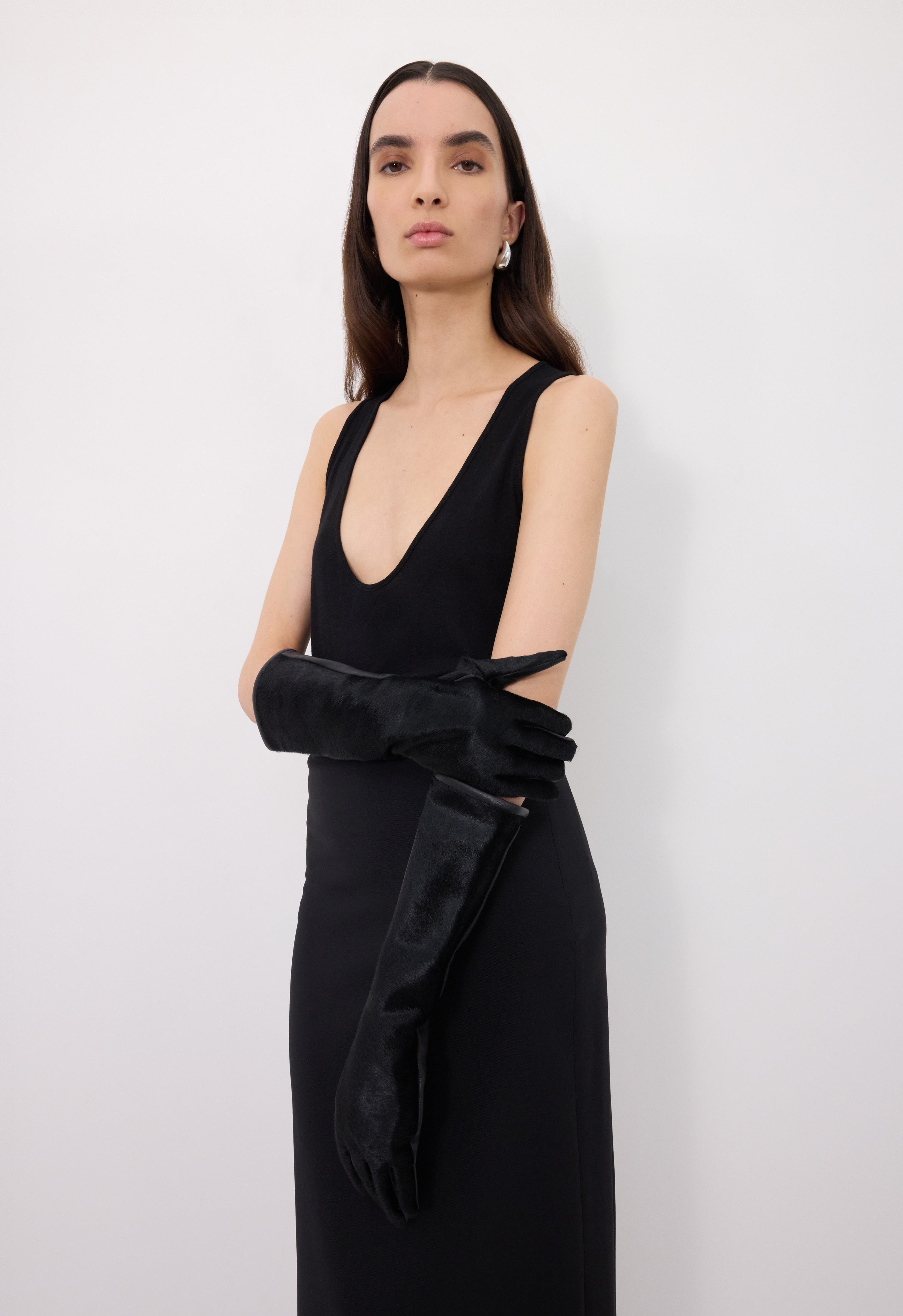 EDNA Pony-effect leather gloves