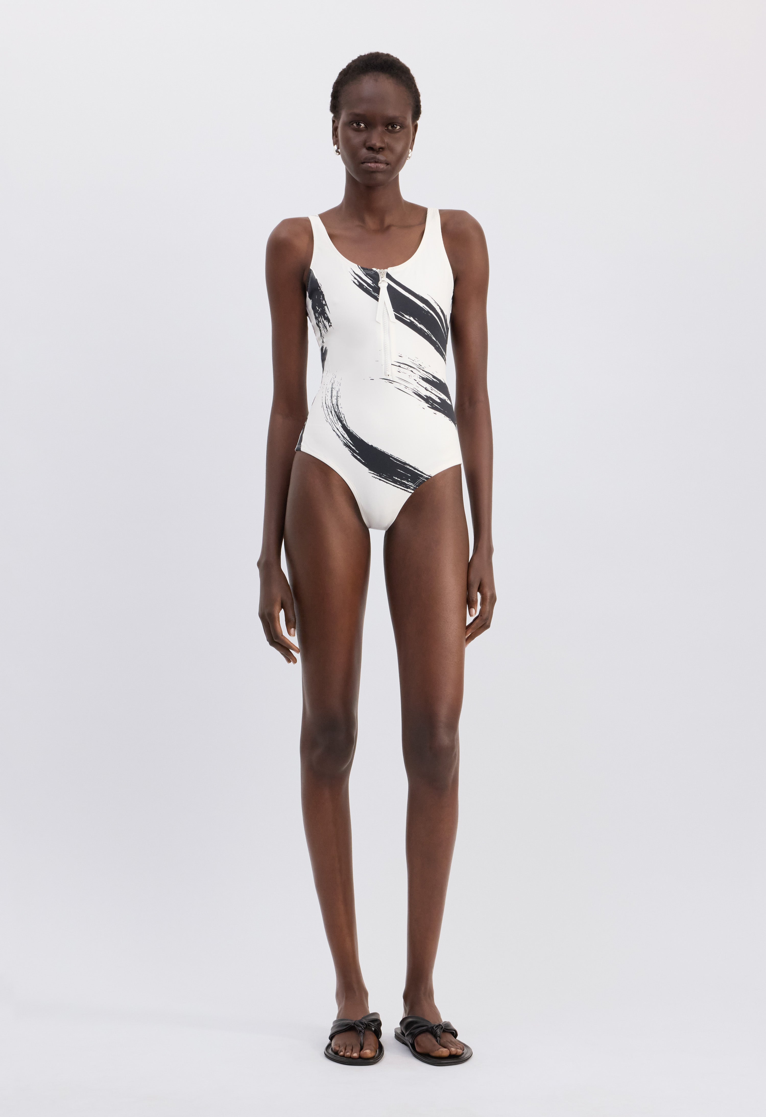 MINEA Printed zipped swimsuit