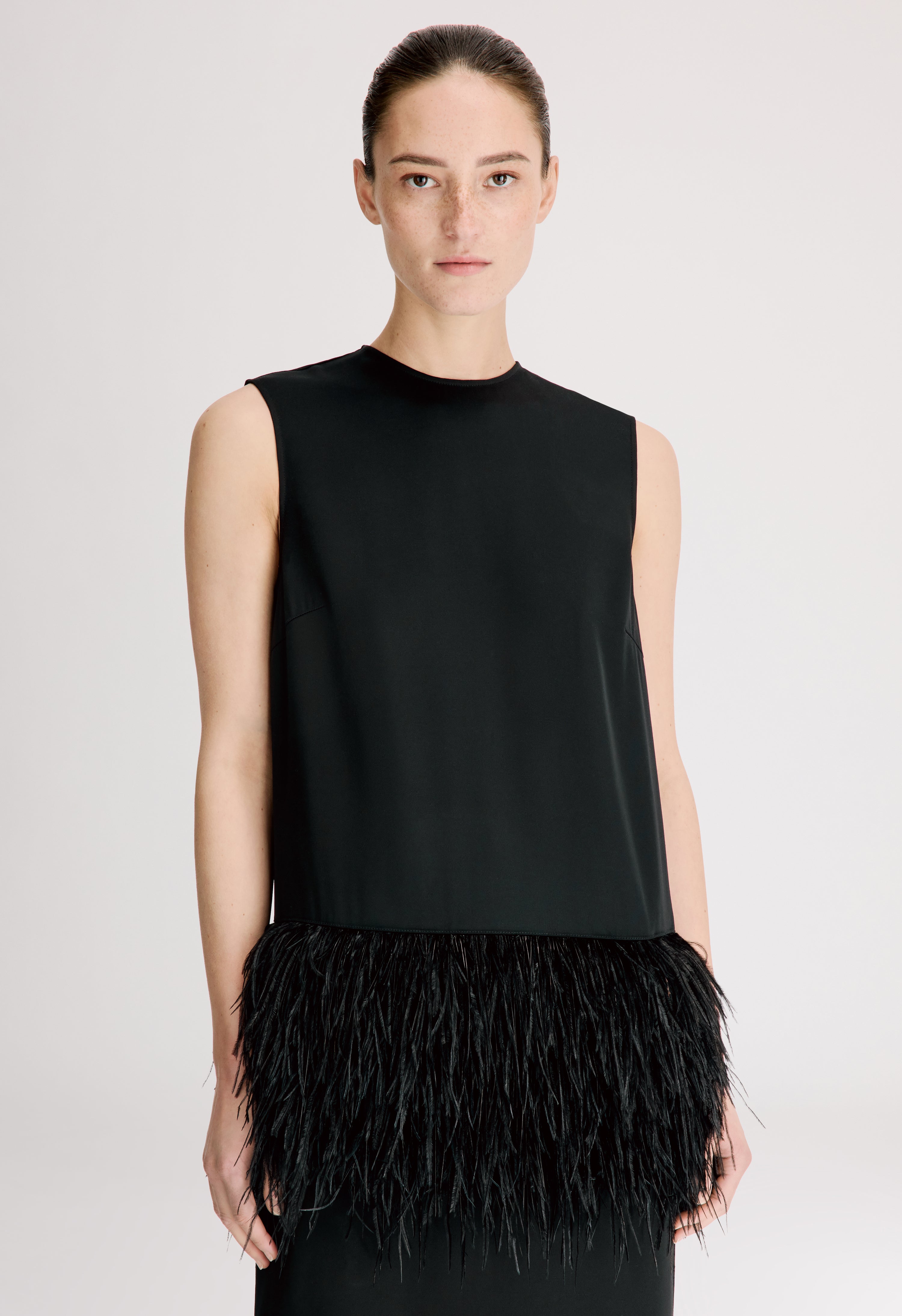 SONIA Dress with ostrich feathers detail