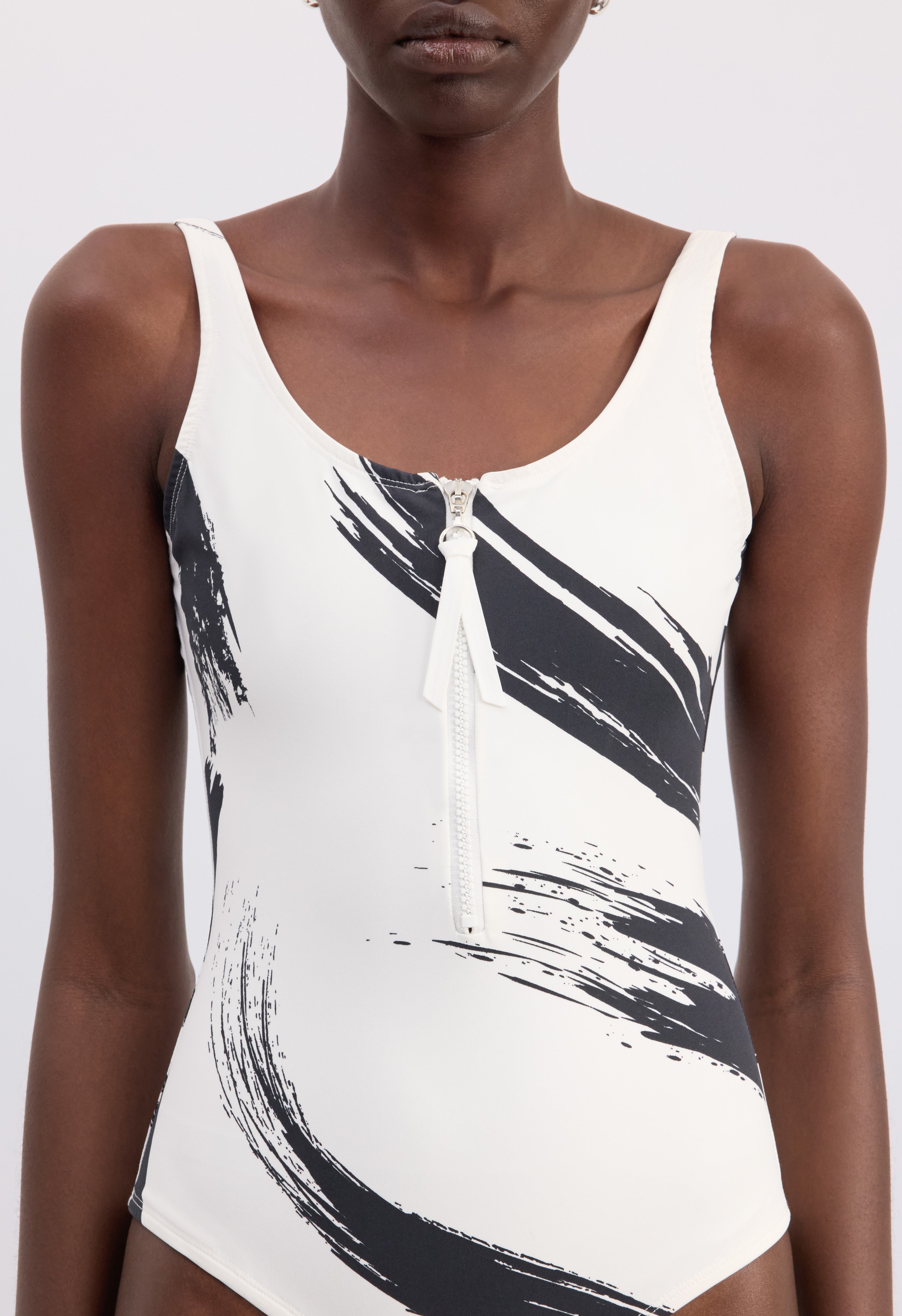 MINEA Printed zipped swimsuit