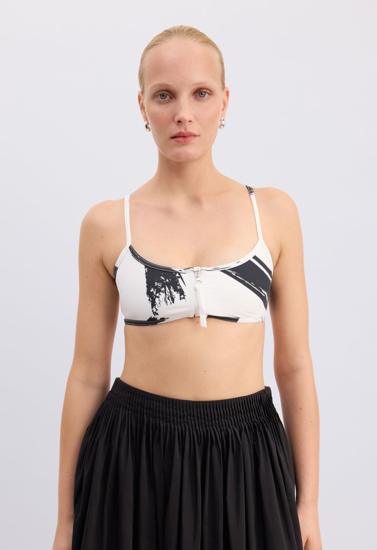 SEDA TOP Printed zipped bikini top