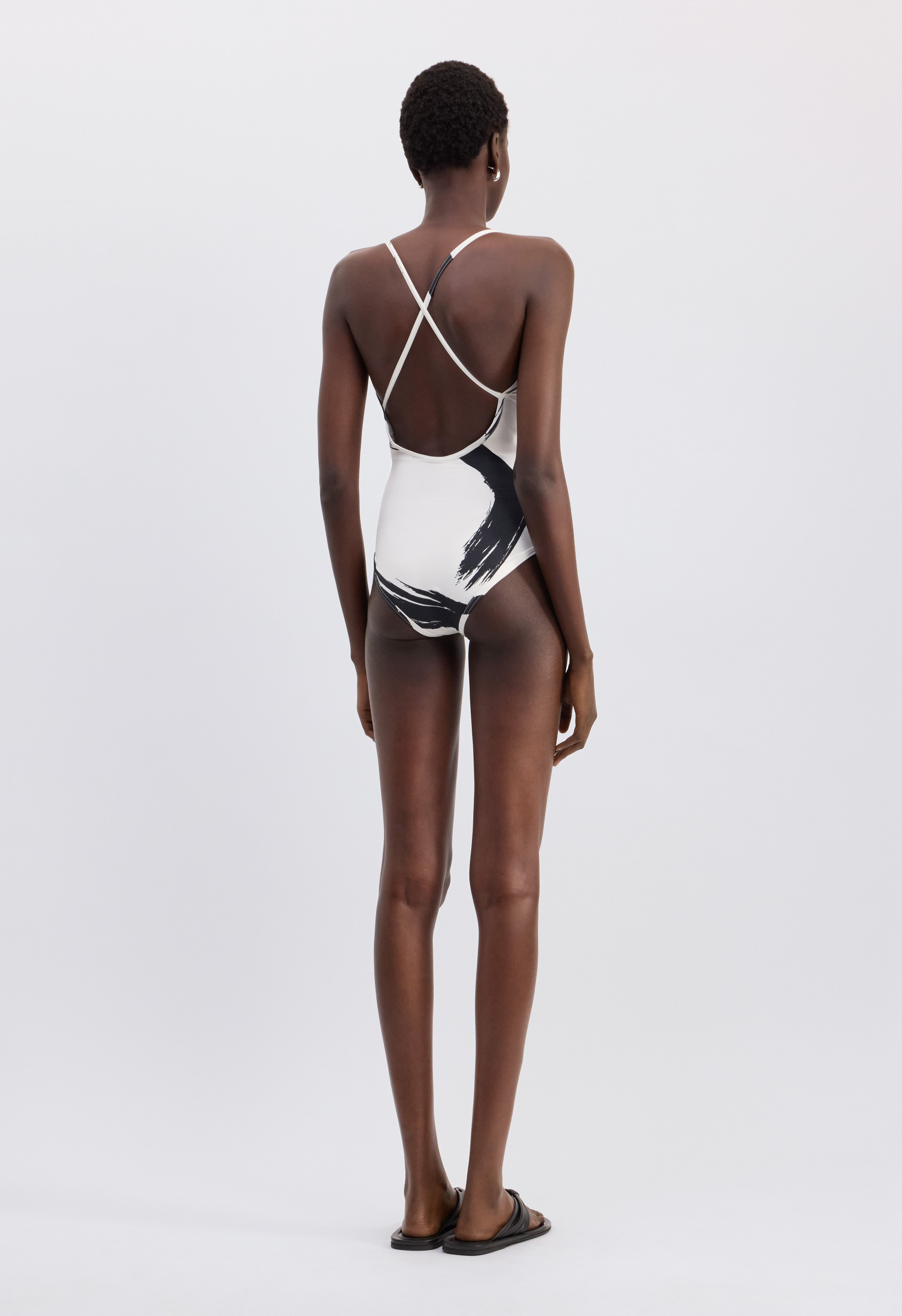 BIANCA Printed criss-crossing straps swimsuit