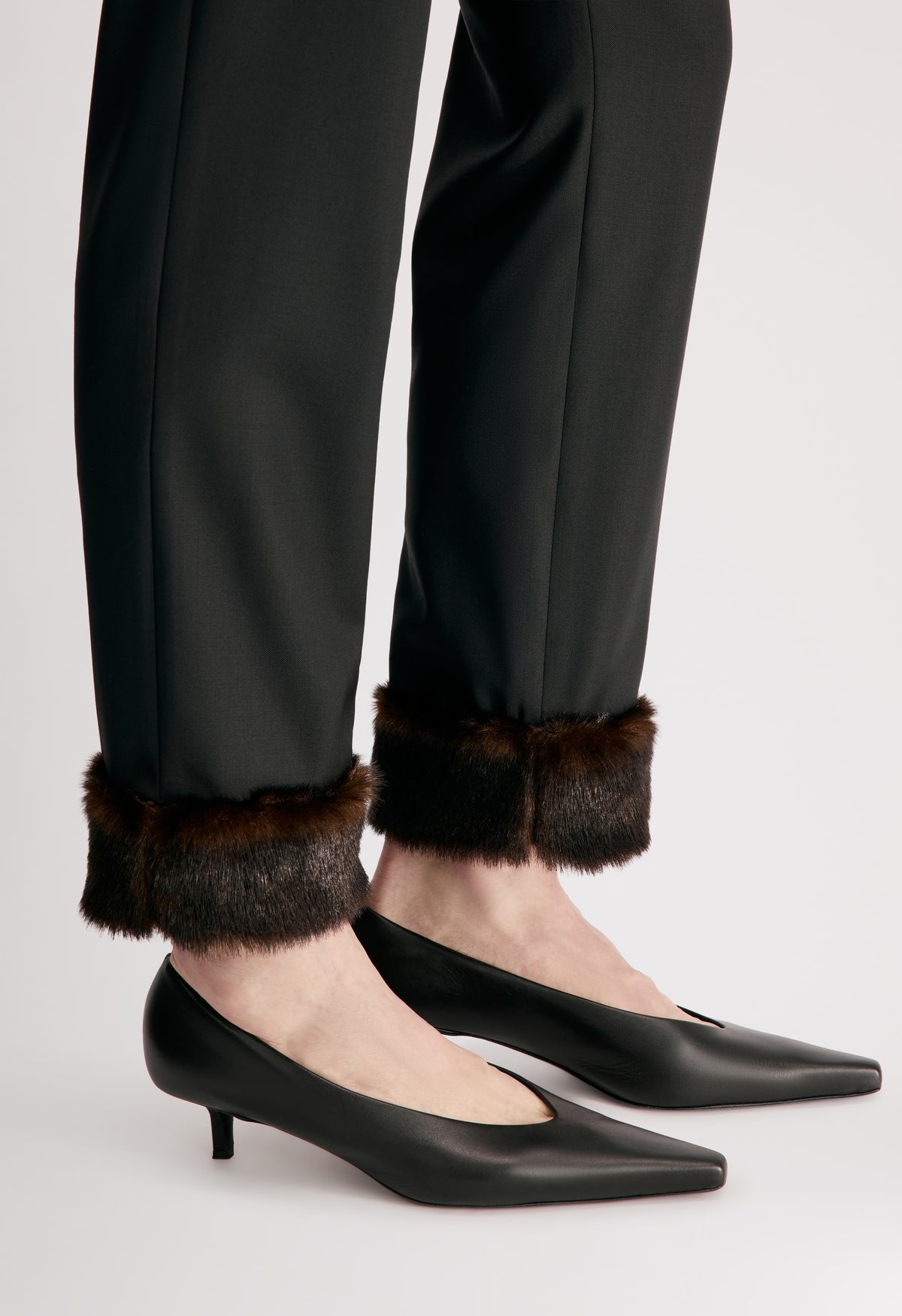 HADEN Virgin wool trousers with faux fur trim