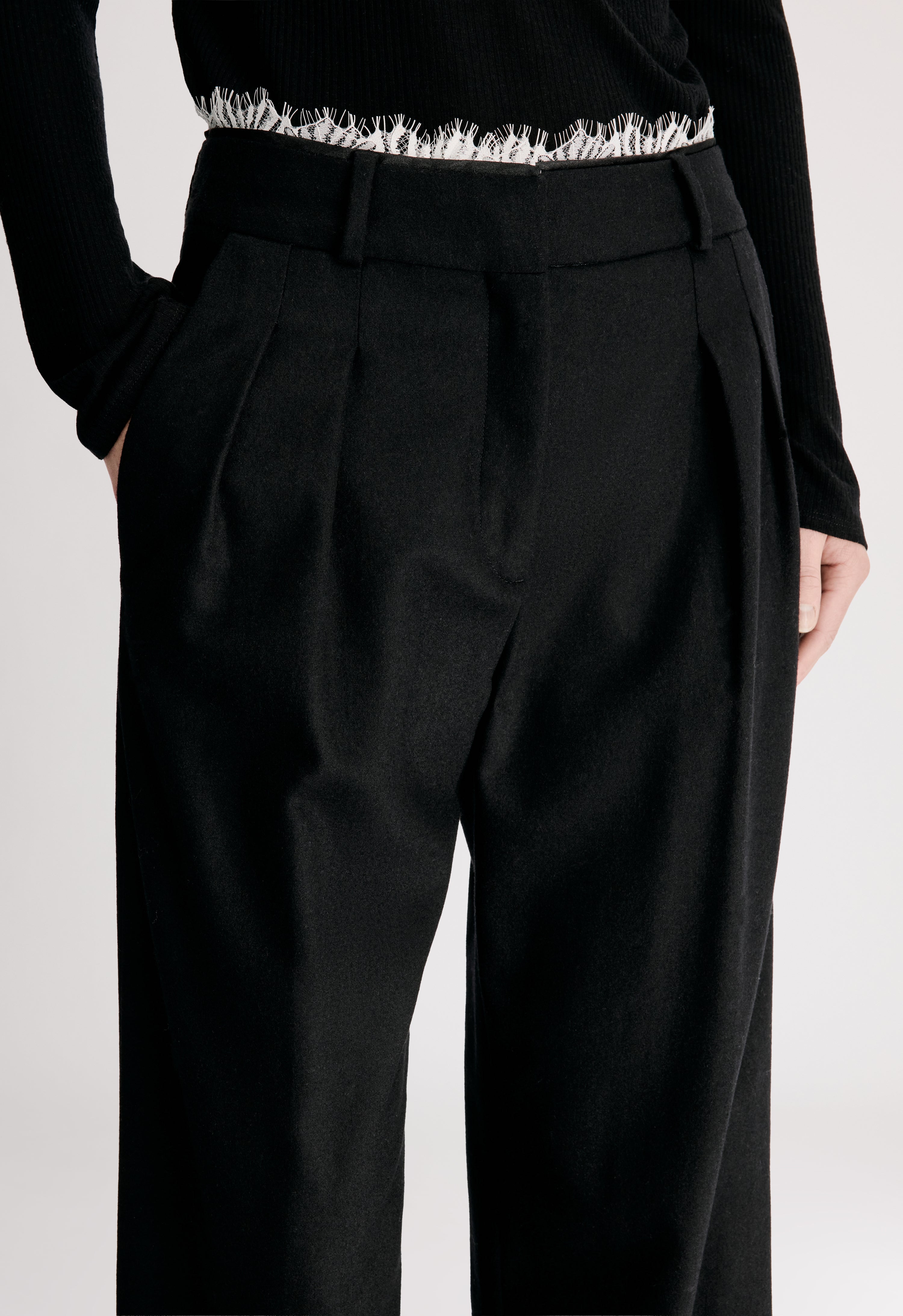 SAUL Lace trim pleated trousers