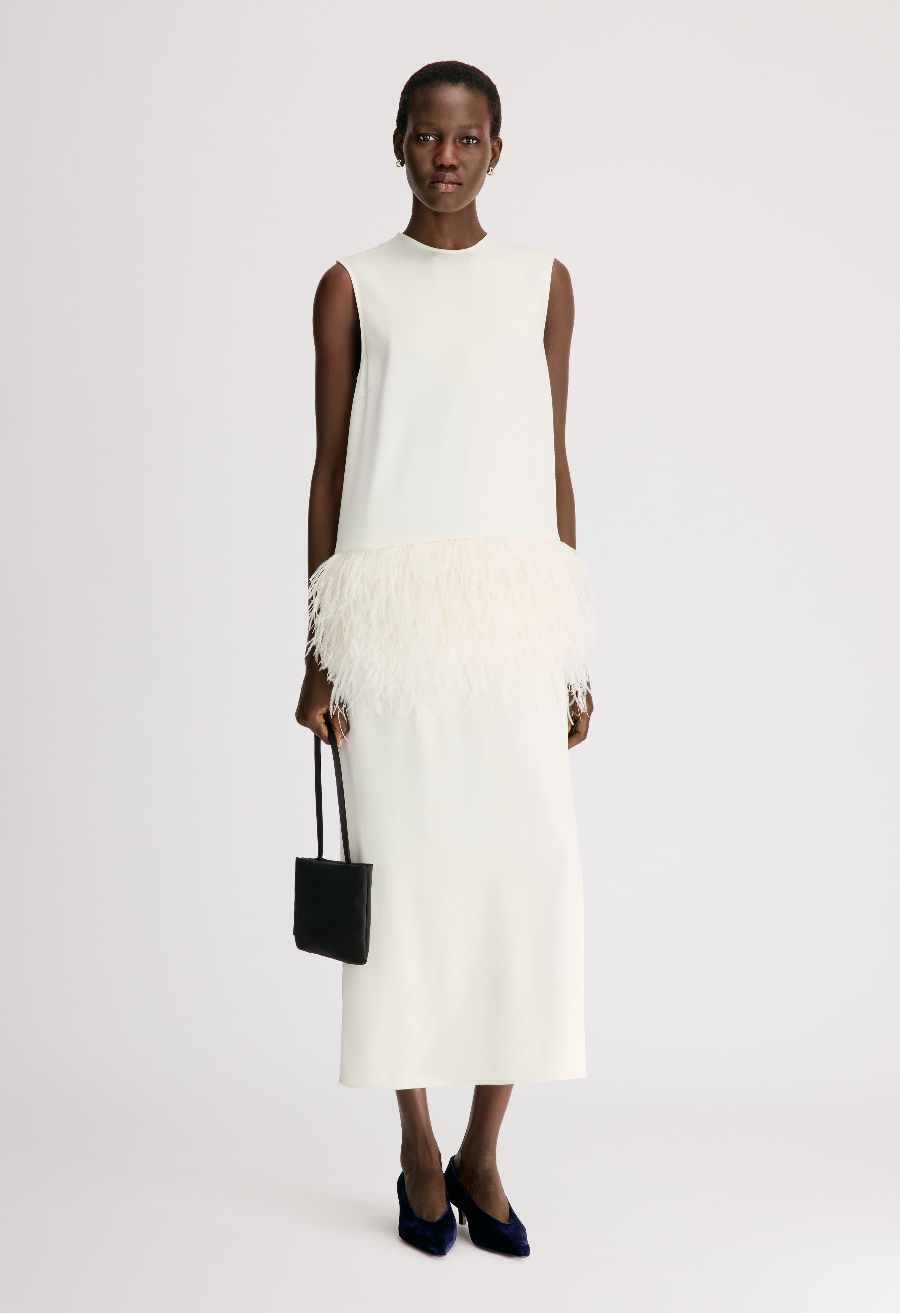SONIA Dress with ostrich feathers detail