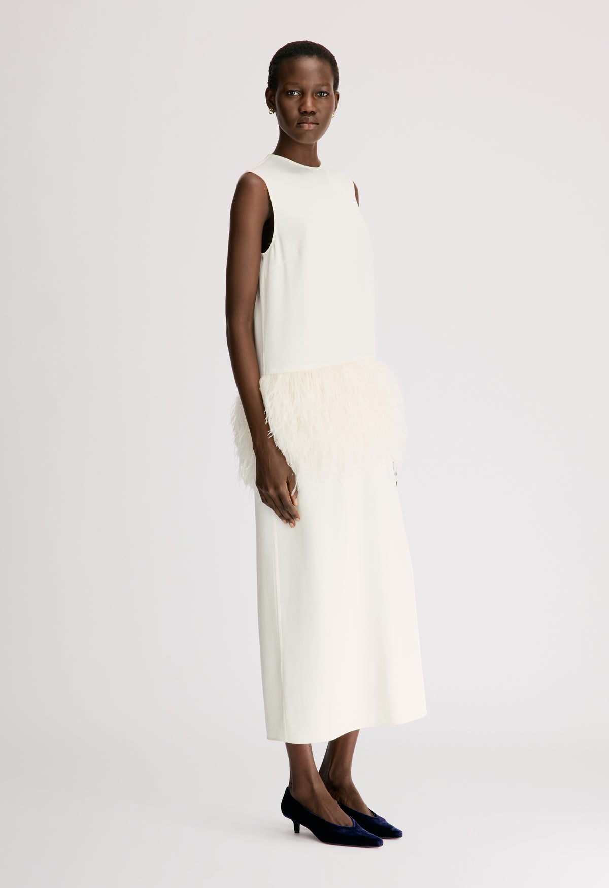 SONIA Dress with ostrich feathers detail