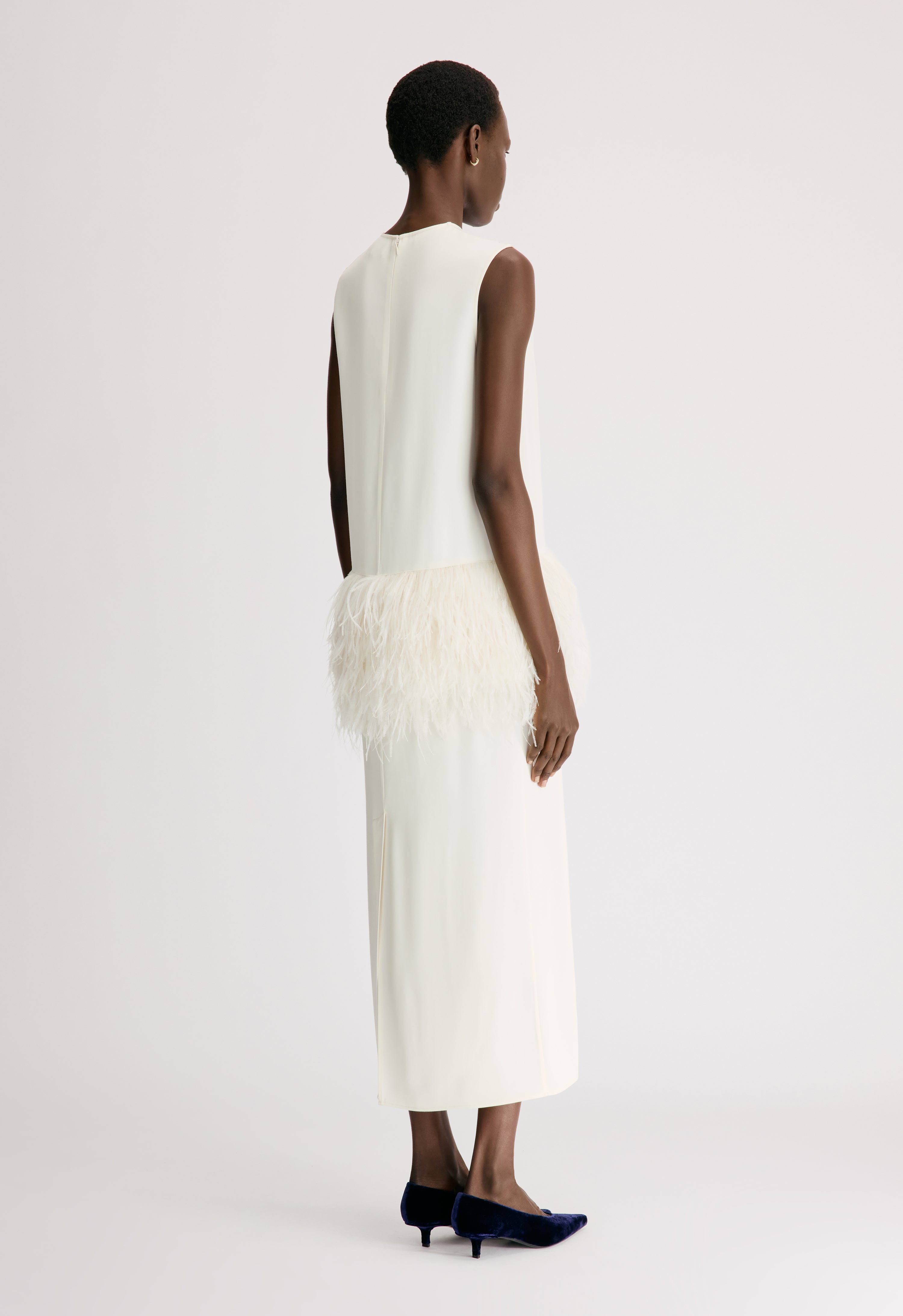 SONIA Dress with ostrich feathers detail