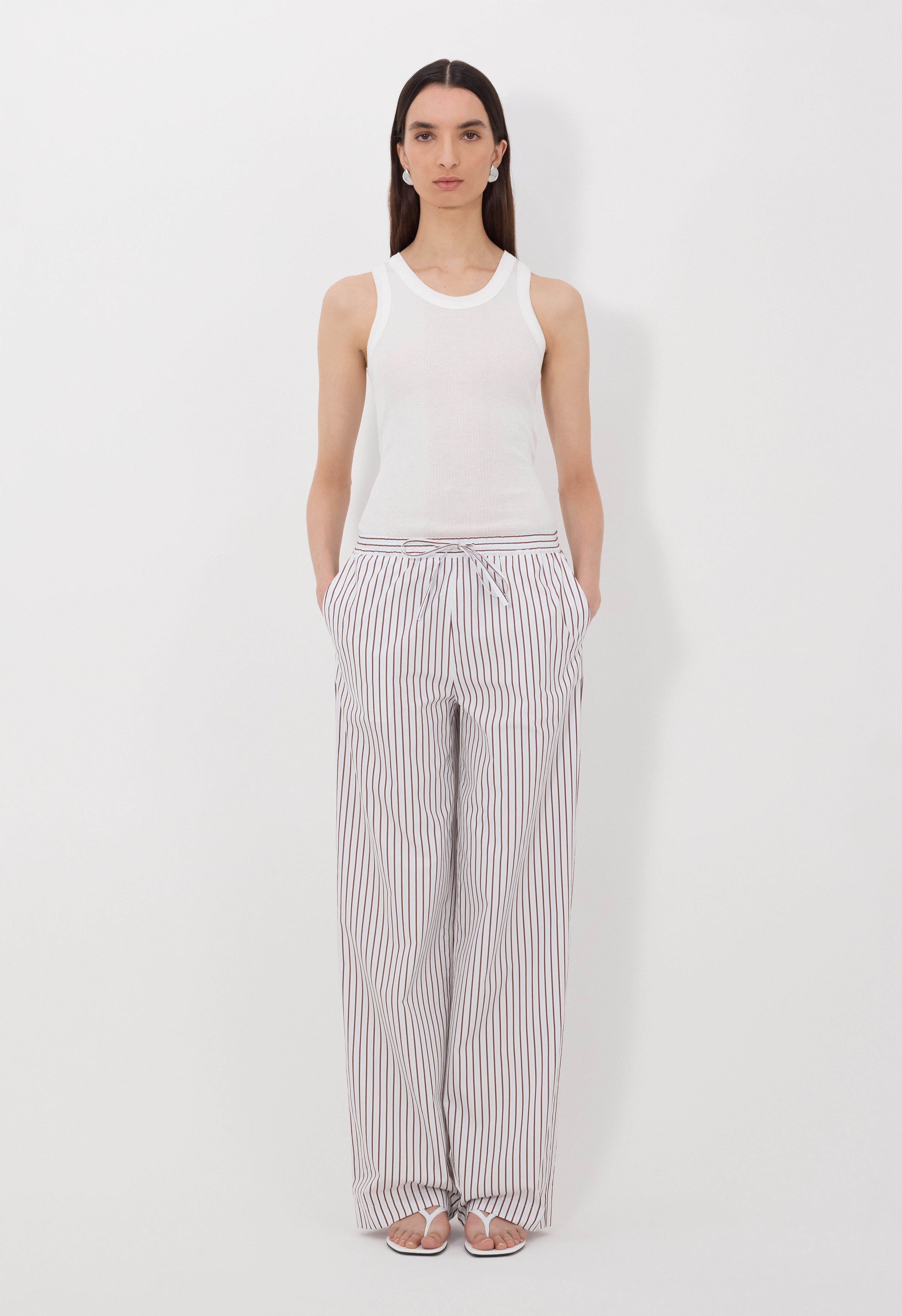 CISCO Pantalon rayé en popeline de coton