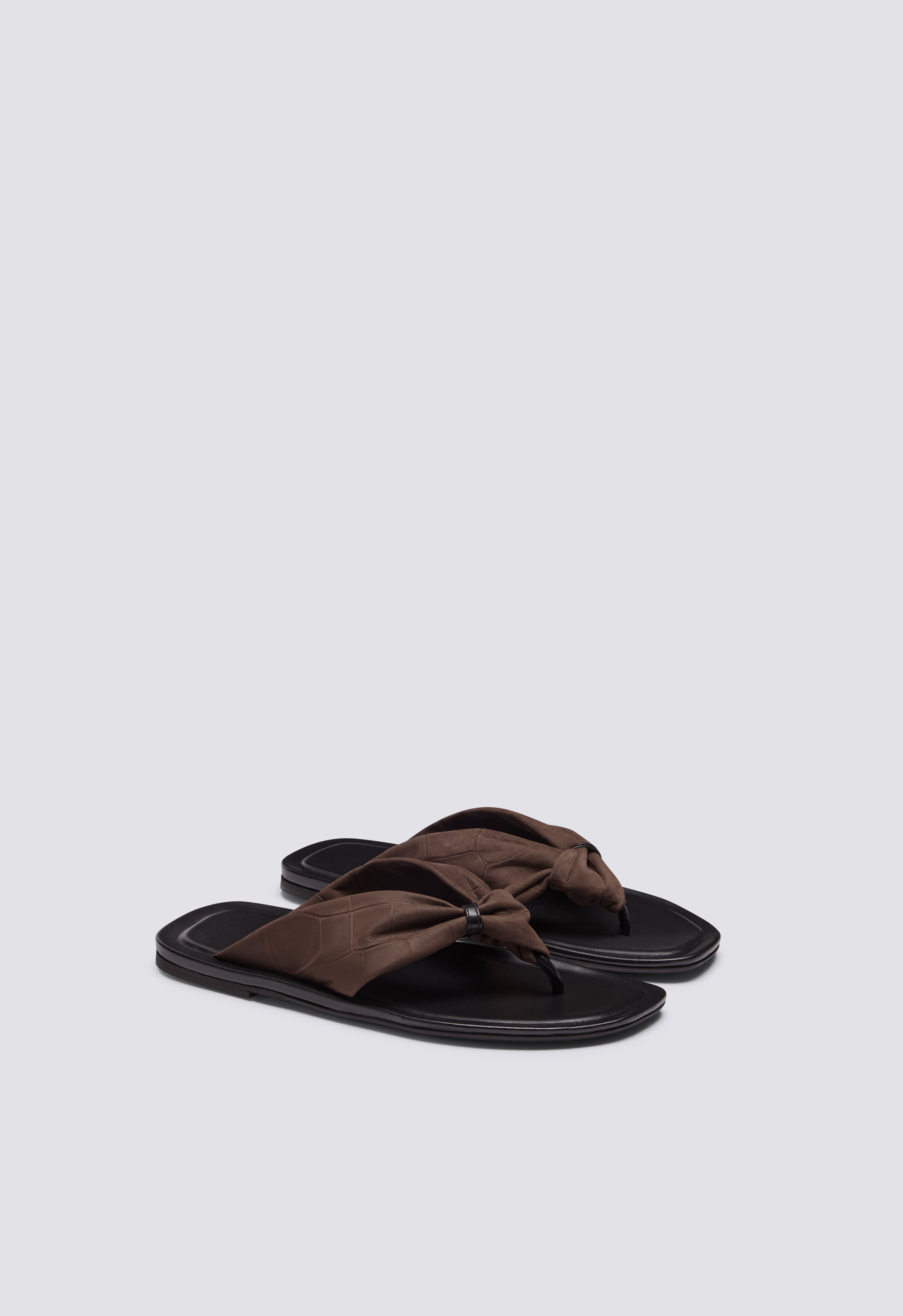 AKIN Embossed nubuck leather sandals