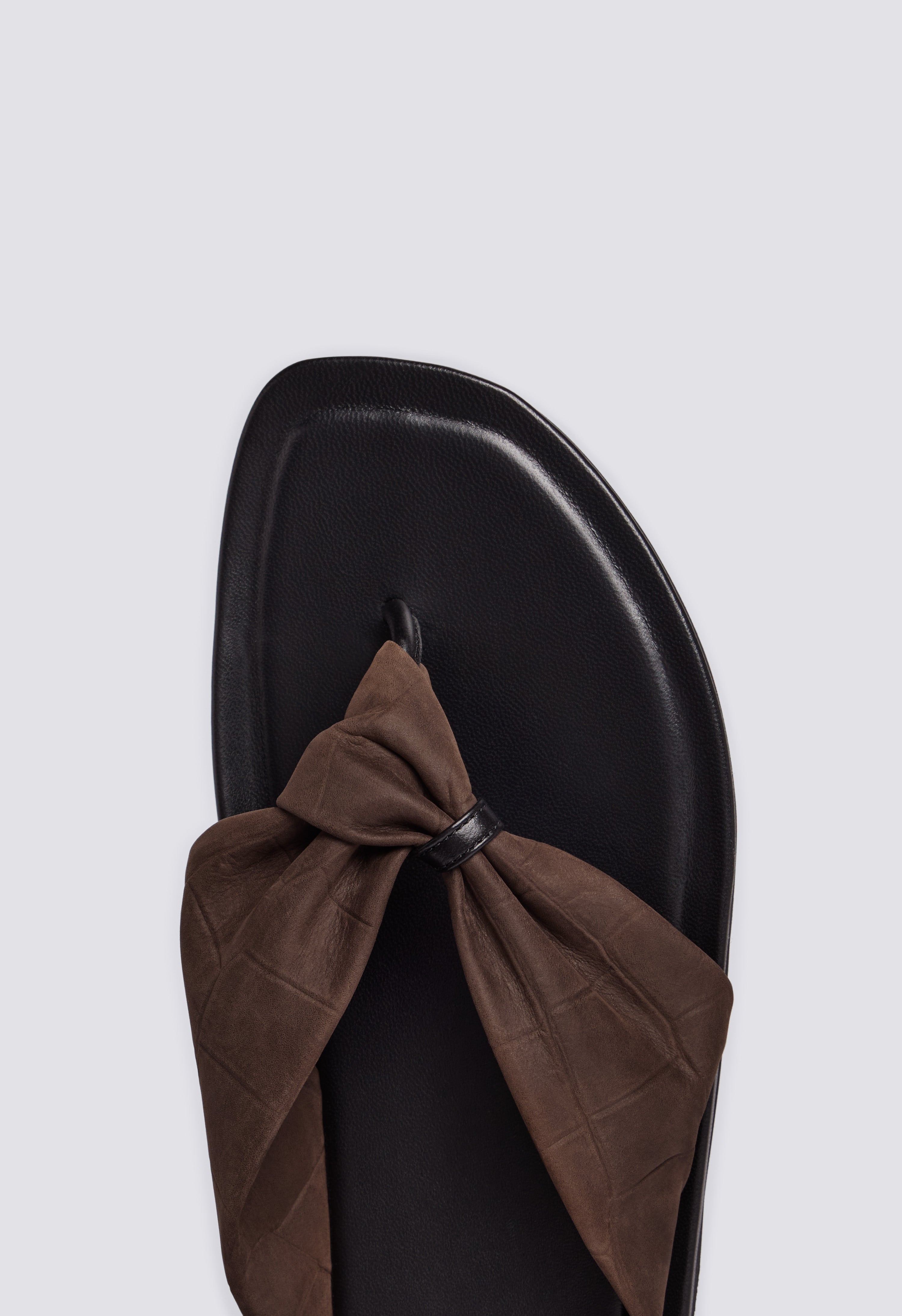 AKIN Embossed nubuck leather sandals