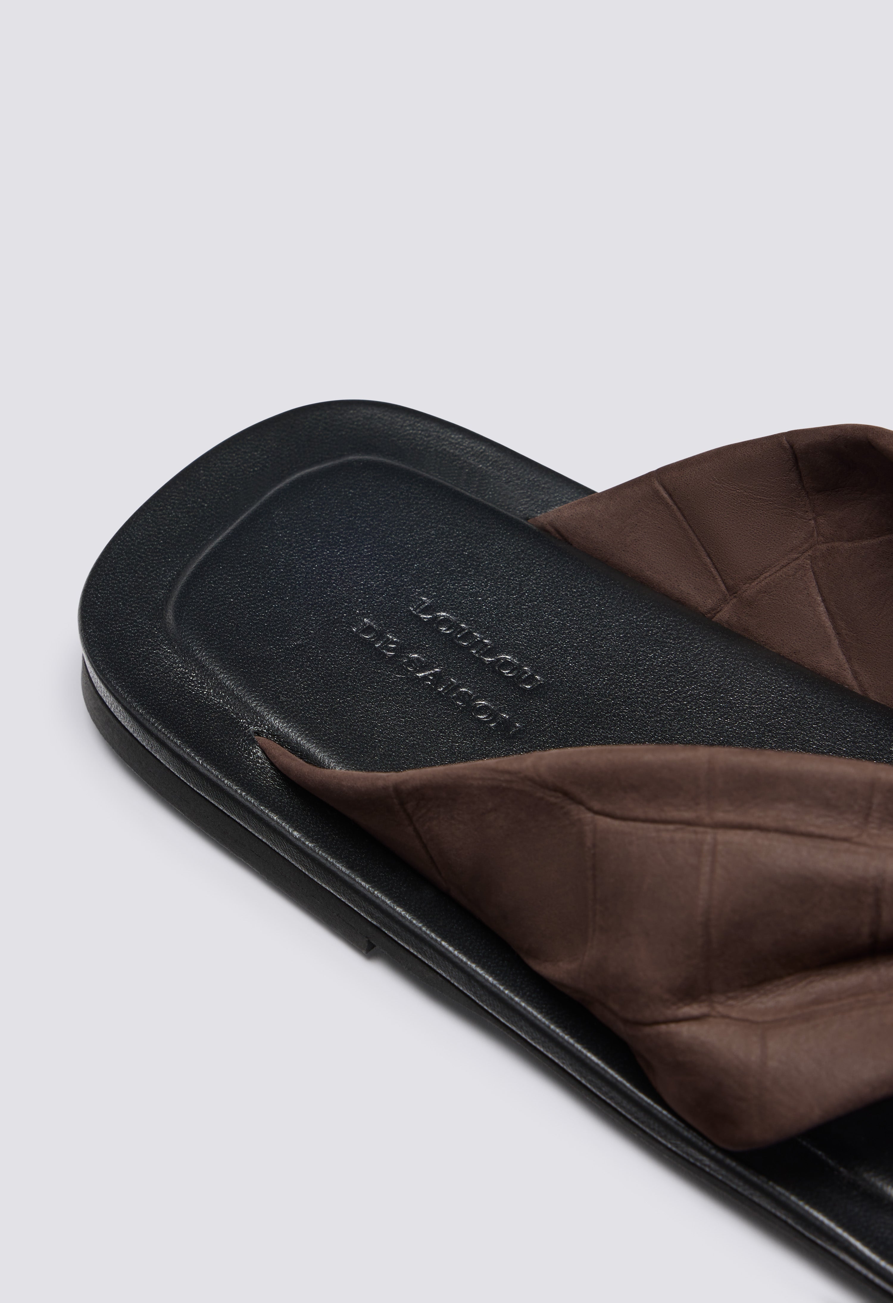 AKIN Embossed nubuck leather sandals