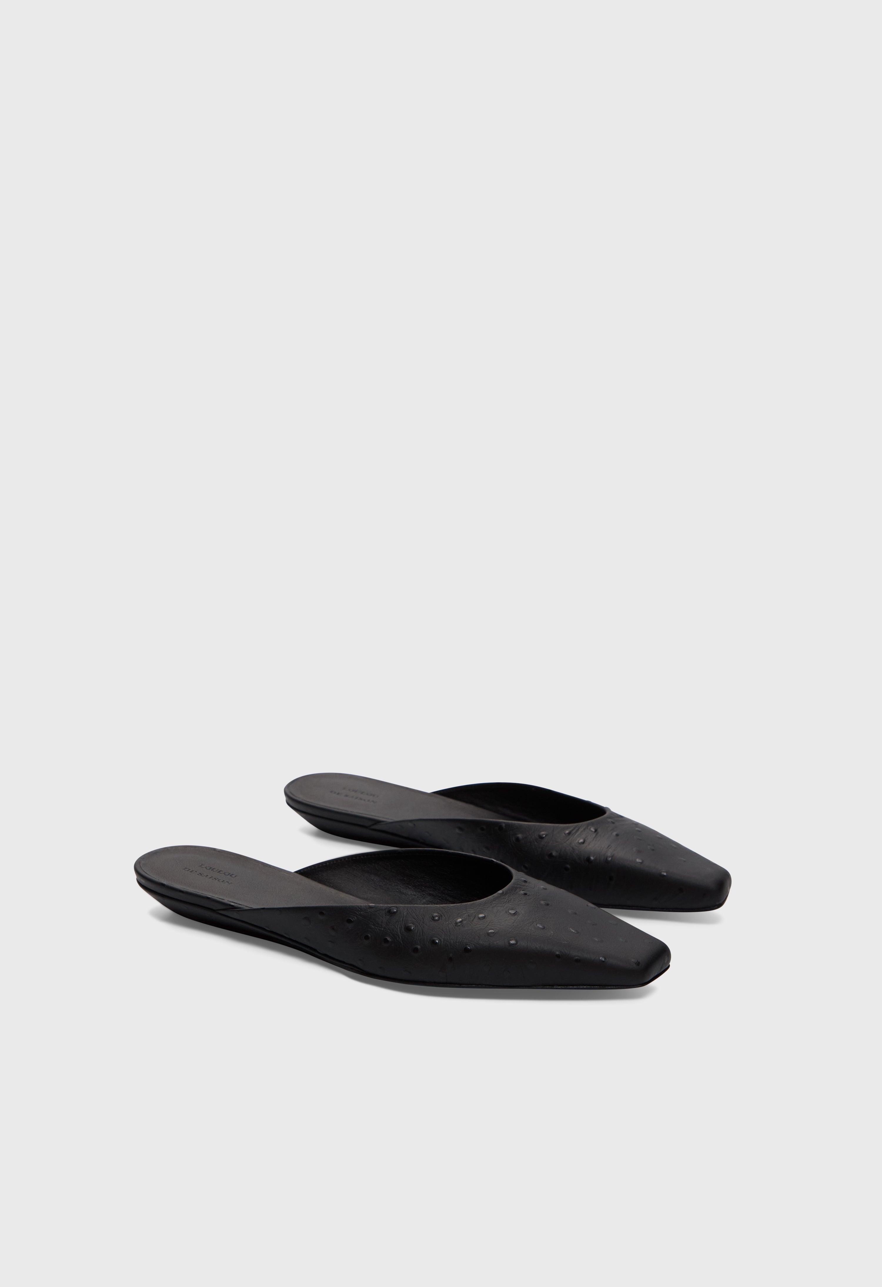 ALIX Ostrich-effect leather mules