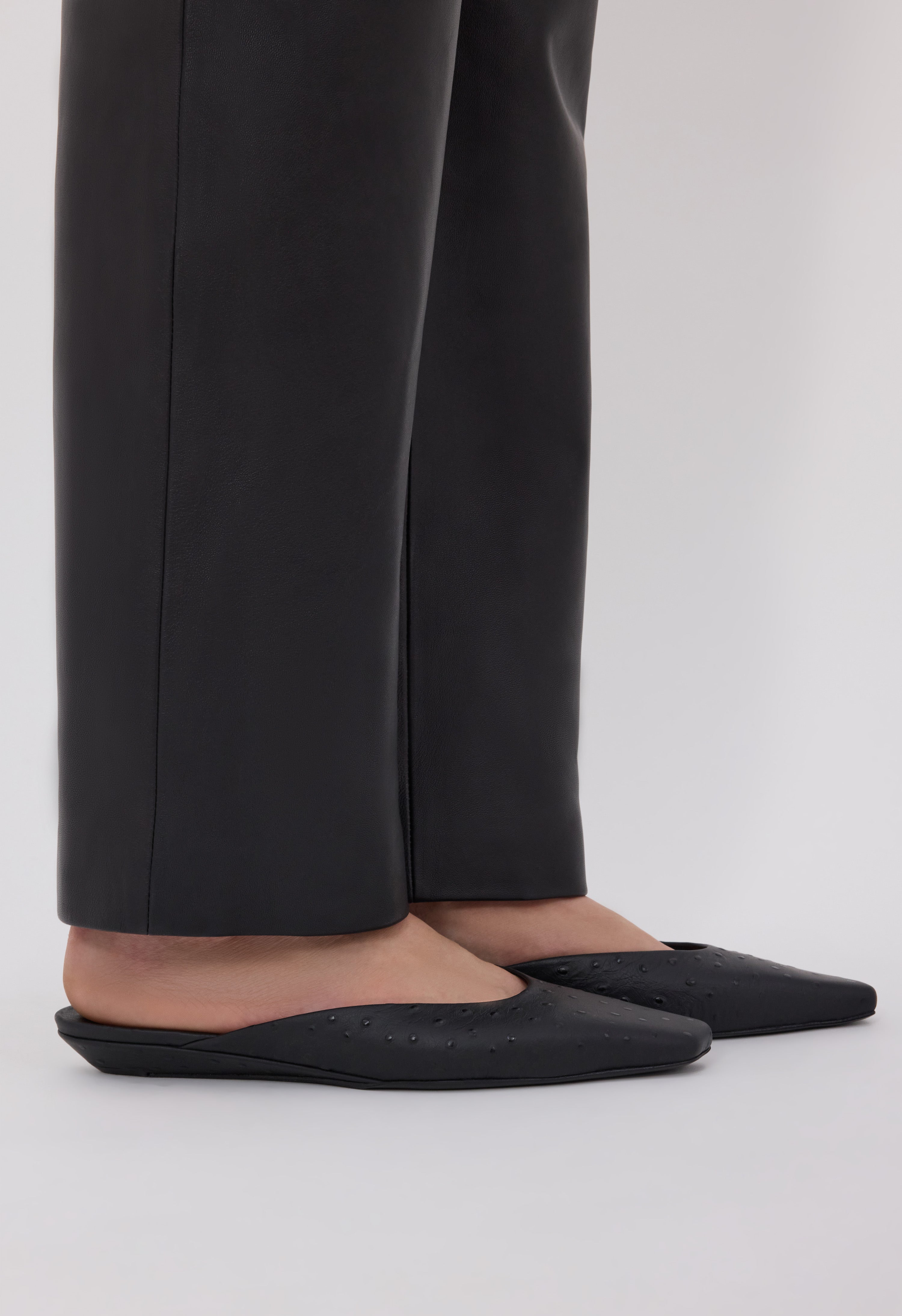 ALIX Ostrich-effect leather mules