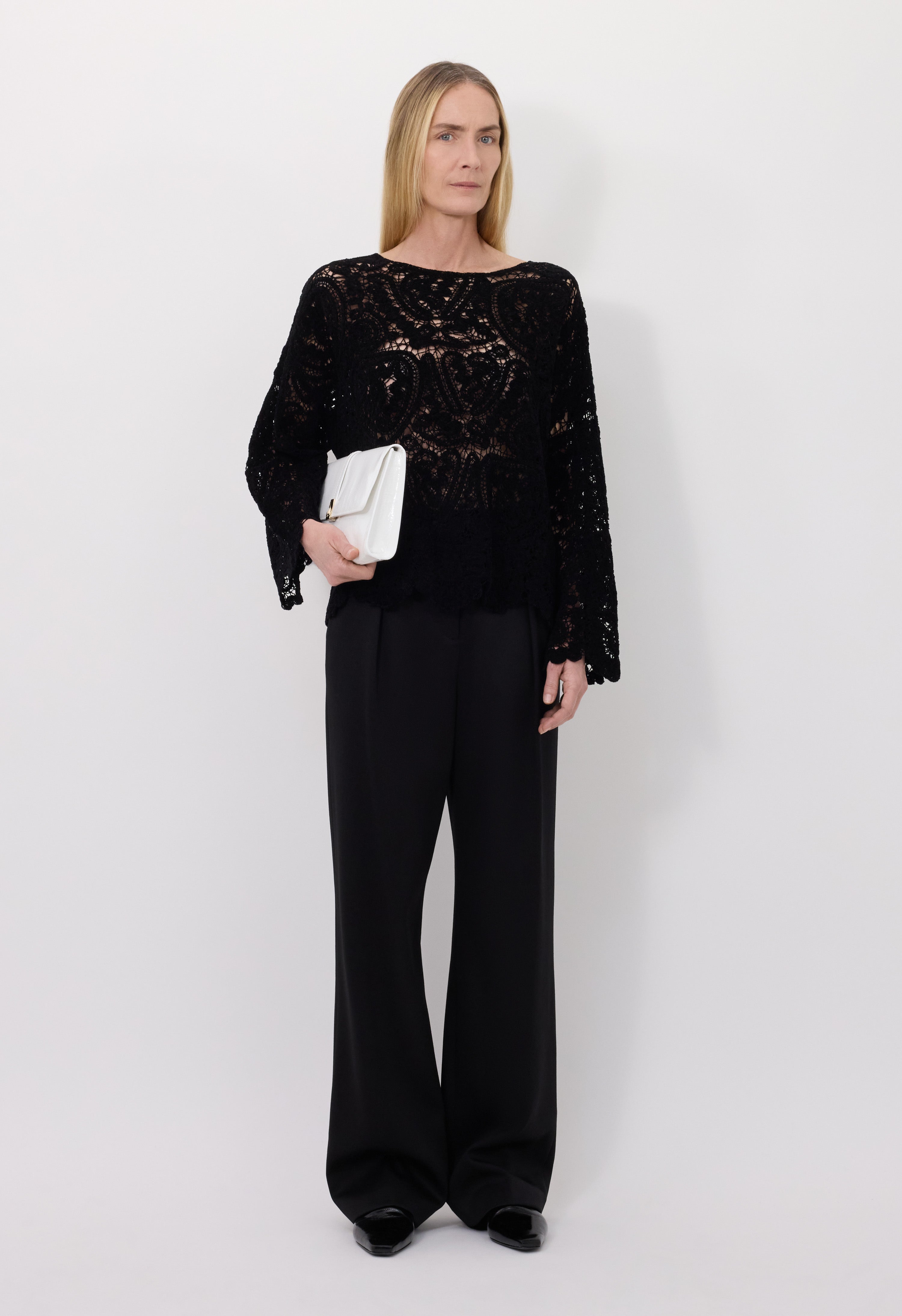 AROLD Velvet silk crochet sweater