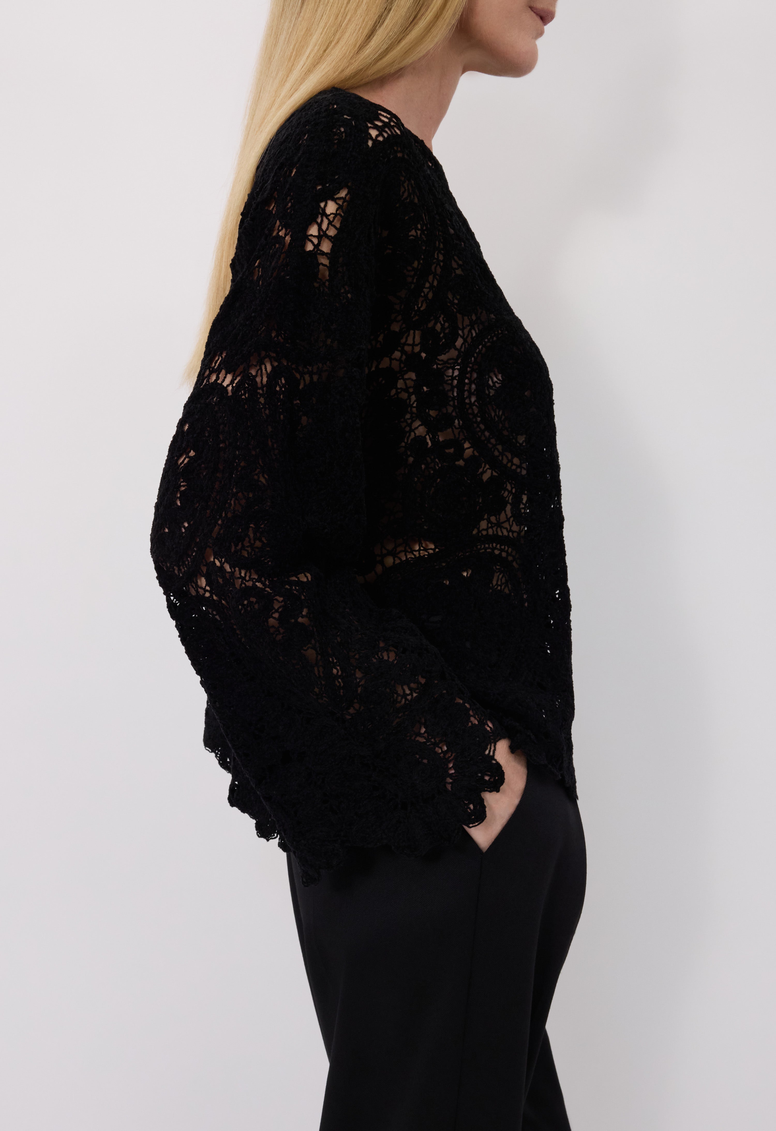 AROLD Velvet silk crochet sweater